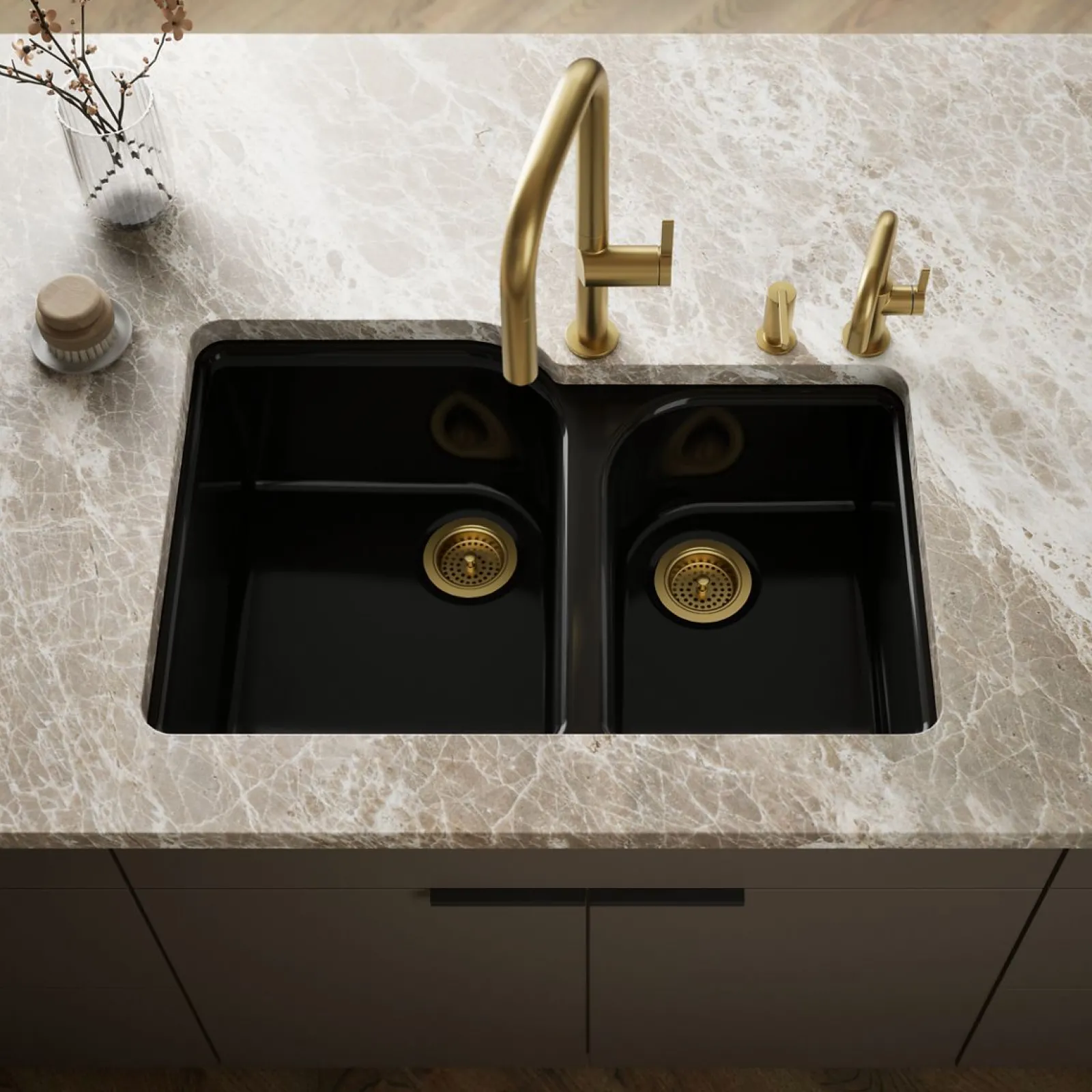 33" undermount double-bowl kitchen sink^Kohler Online