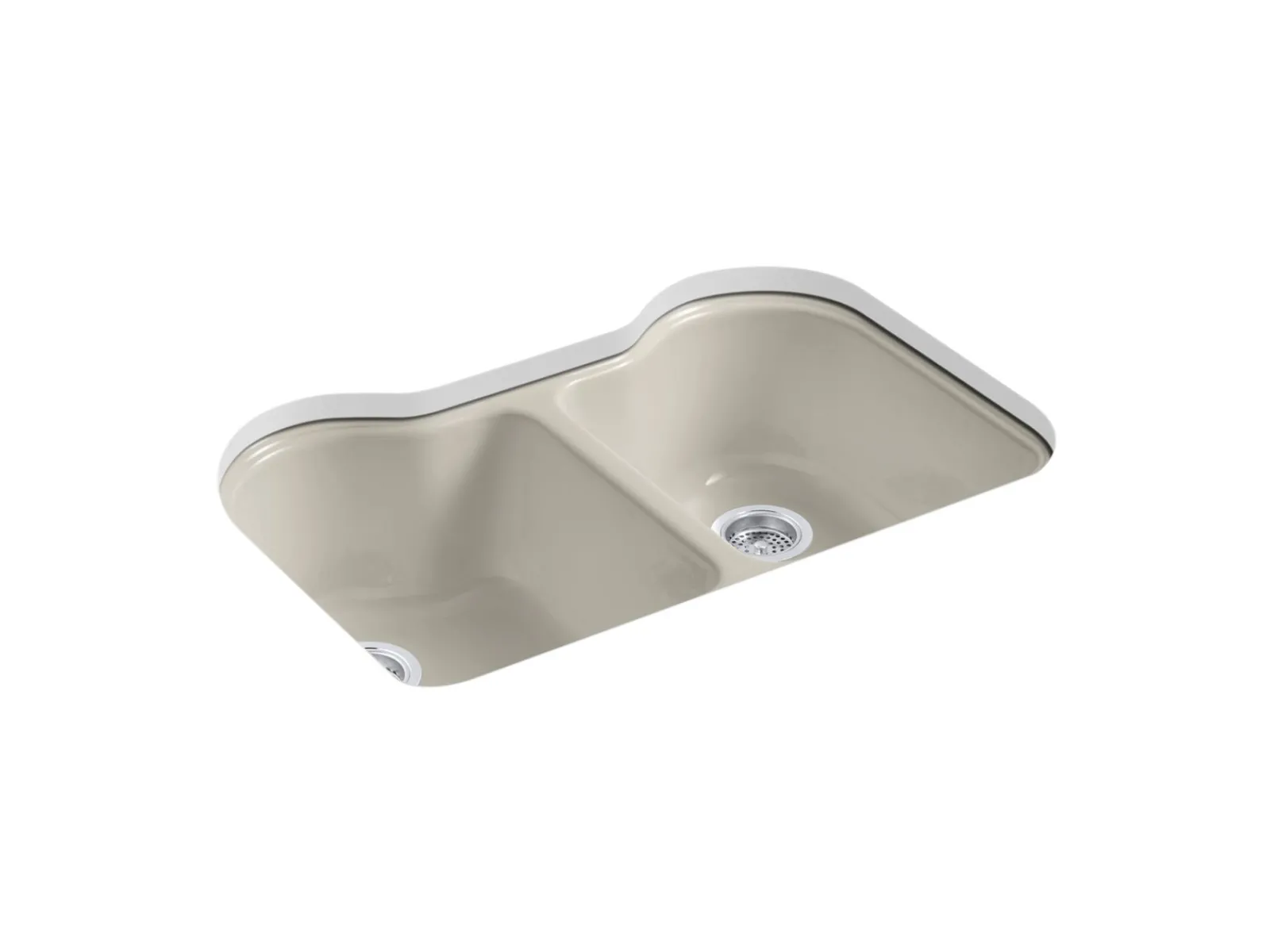 33" undermount double-bowl kitchen sink^Kohler Hot