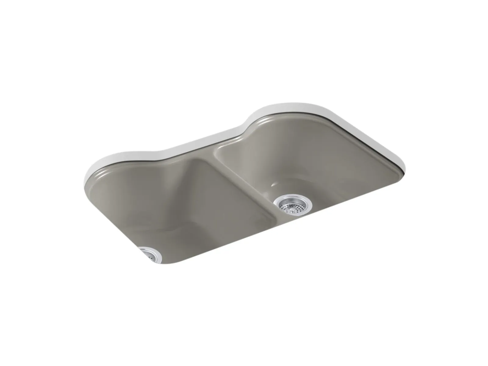 33" undermount double-bowl kitchen sink^Kohler Hot