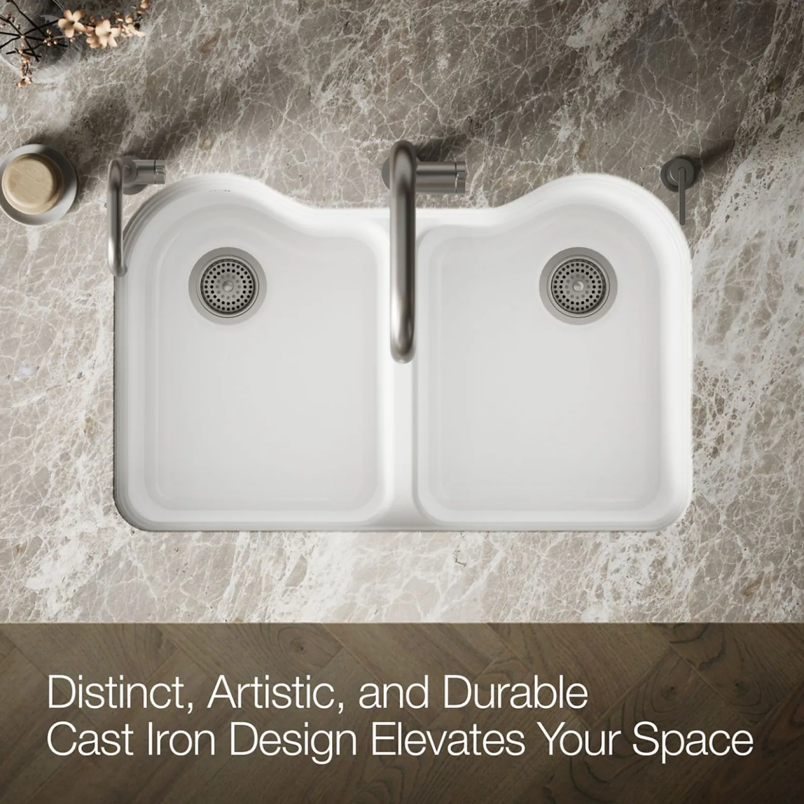 33" undermount double-bowl kitchen sink^Kohler Hot