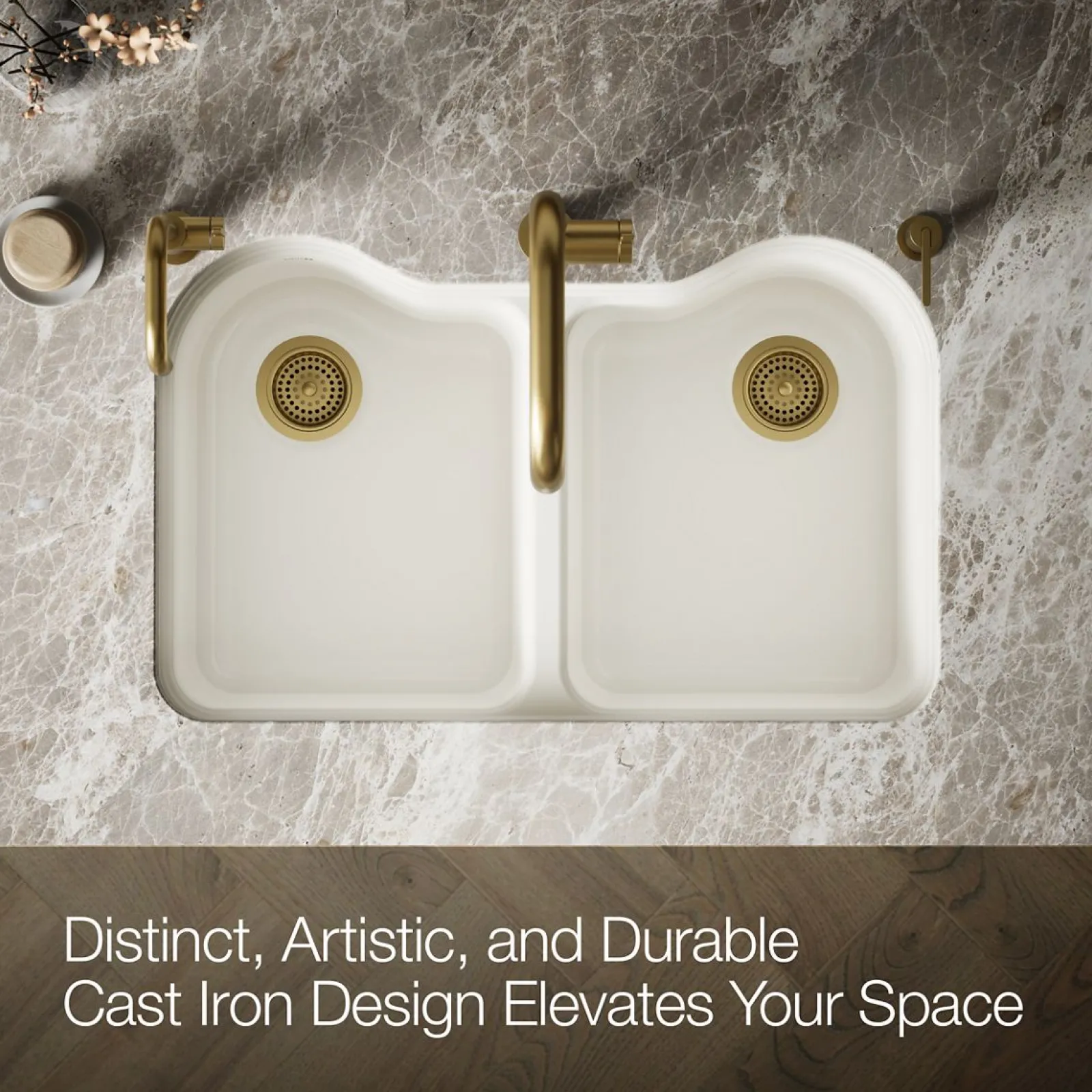 33" undermount double-bowl kitchen sink^Kohler Hot