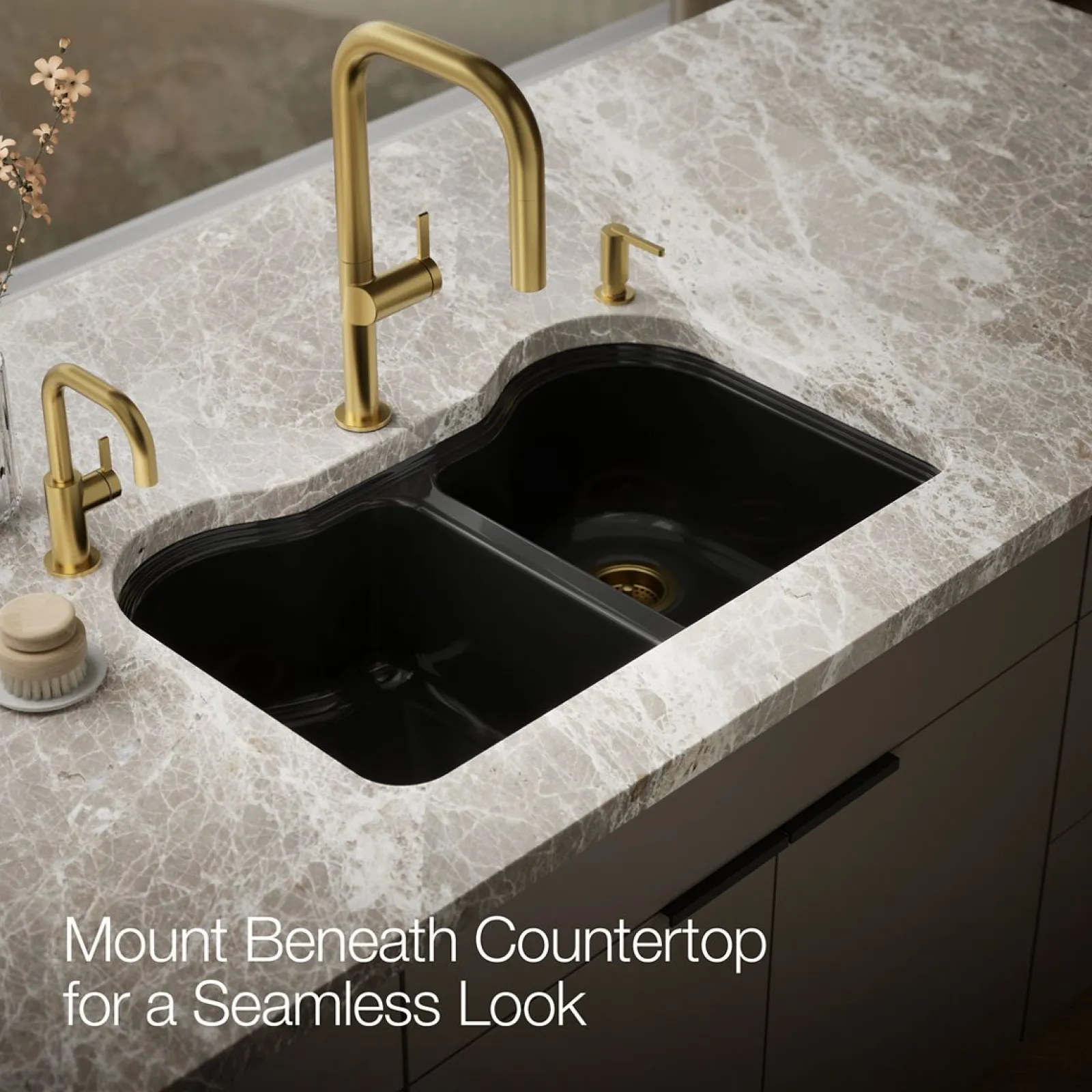 33" undermount double-bowl kitchen sink^Kohler Hot