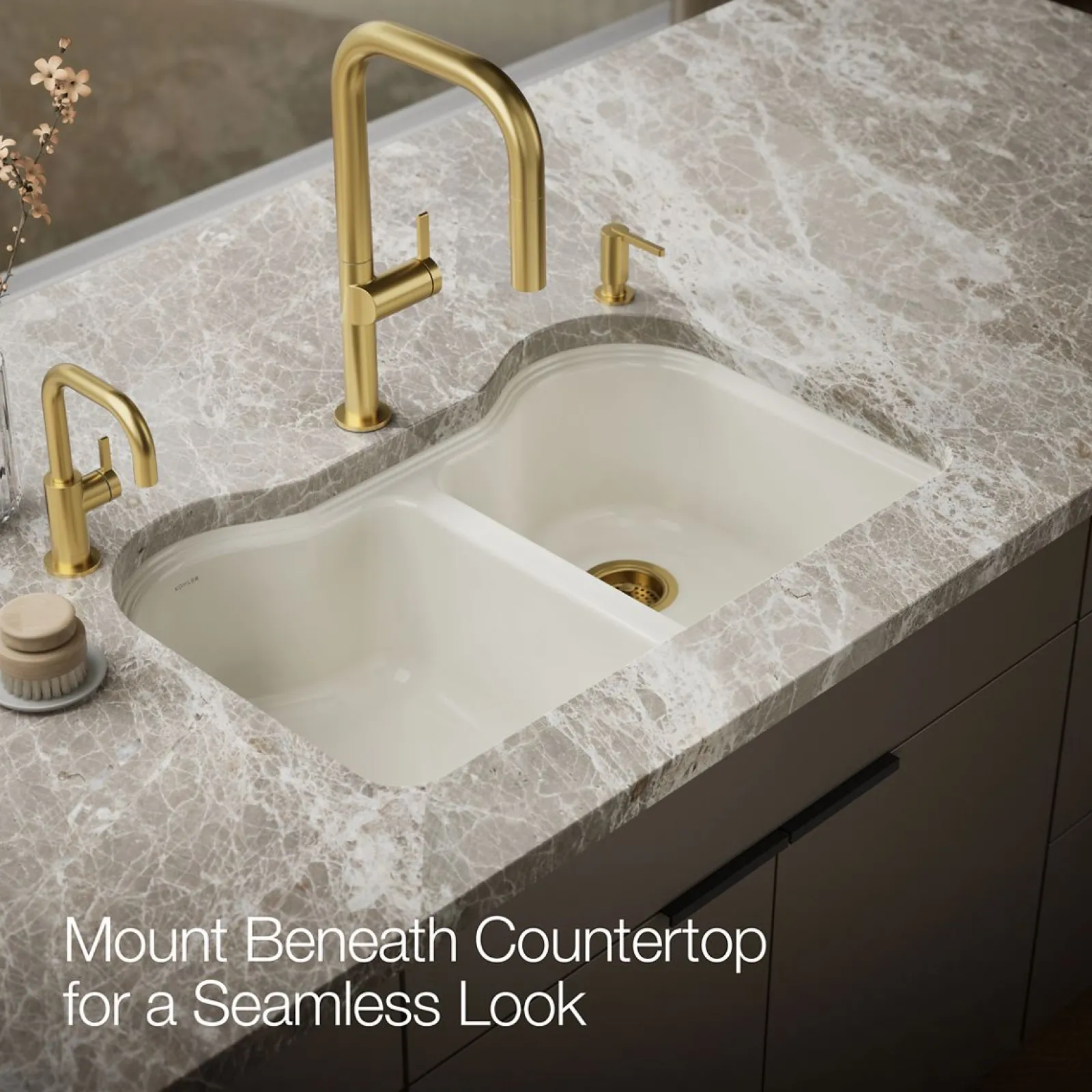 33" undermount double-bowl kitchen sink^Kohler Hot