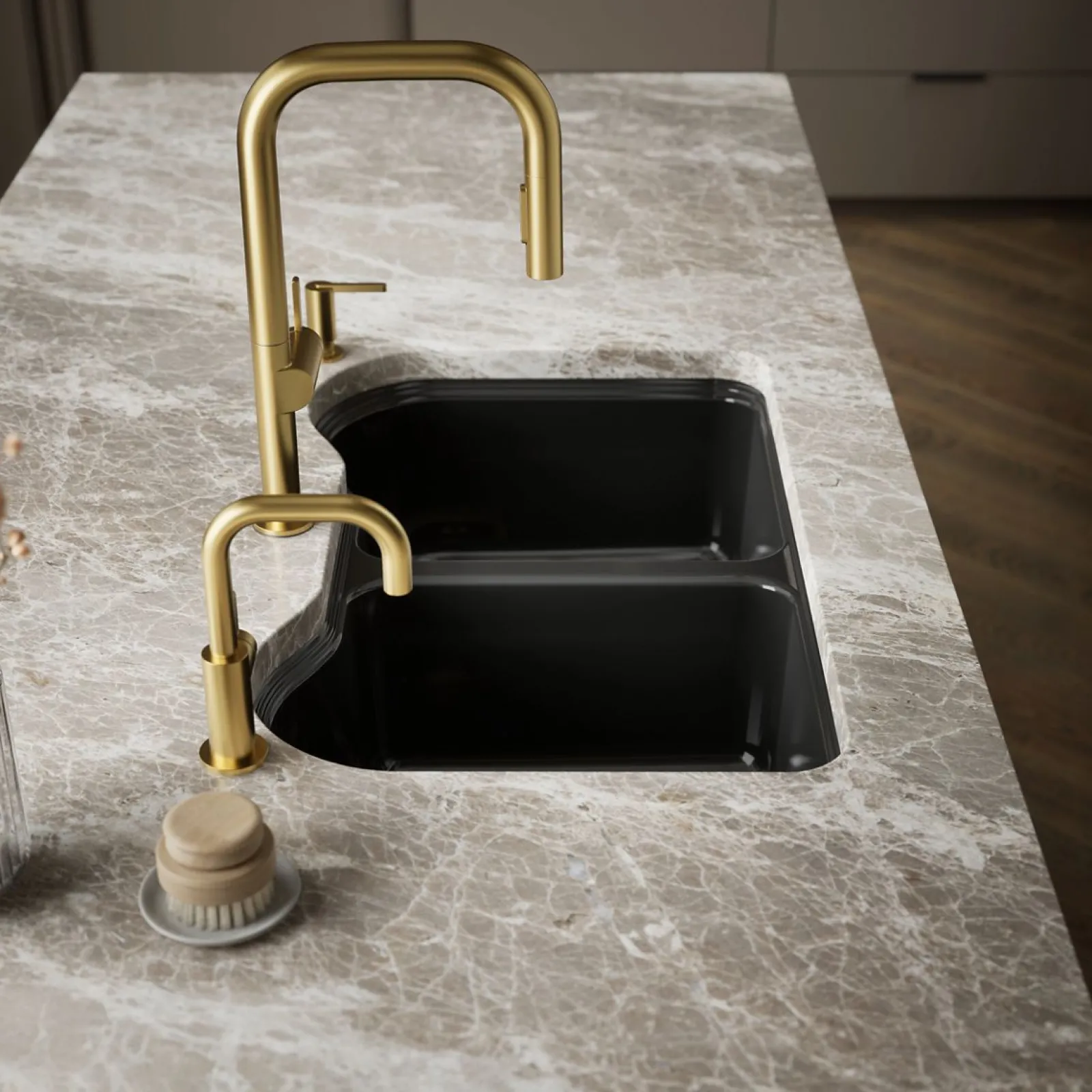 33" undermount double-bowl kitchen sink^Kohler Hot
