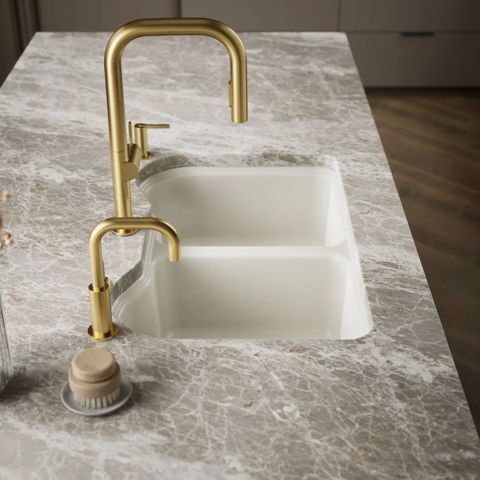 33" undermount double-bowl kitchen sink^Kohler Hot