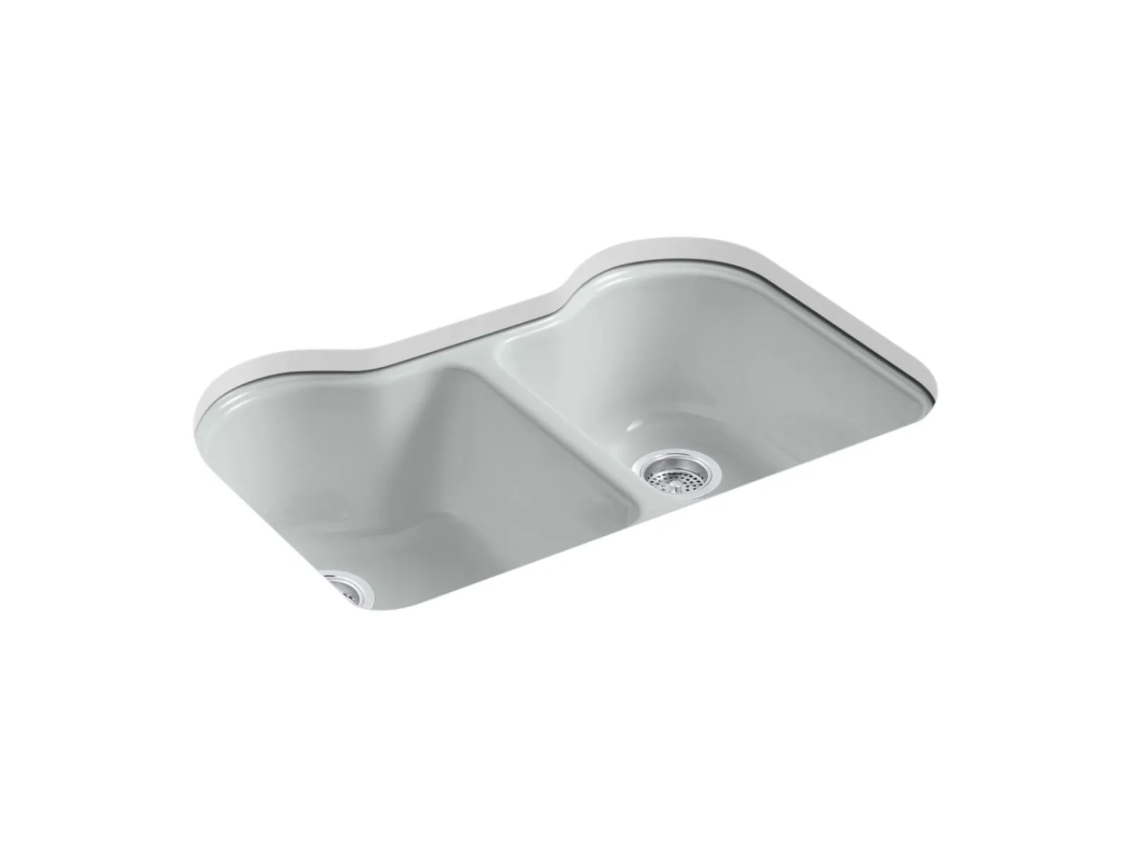 33" undermount double-bowl kitchen sink^Kohler Hot