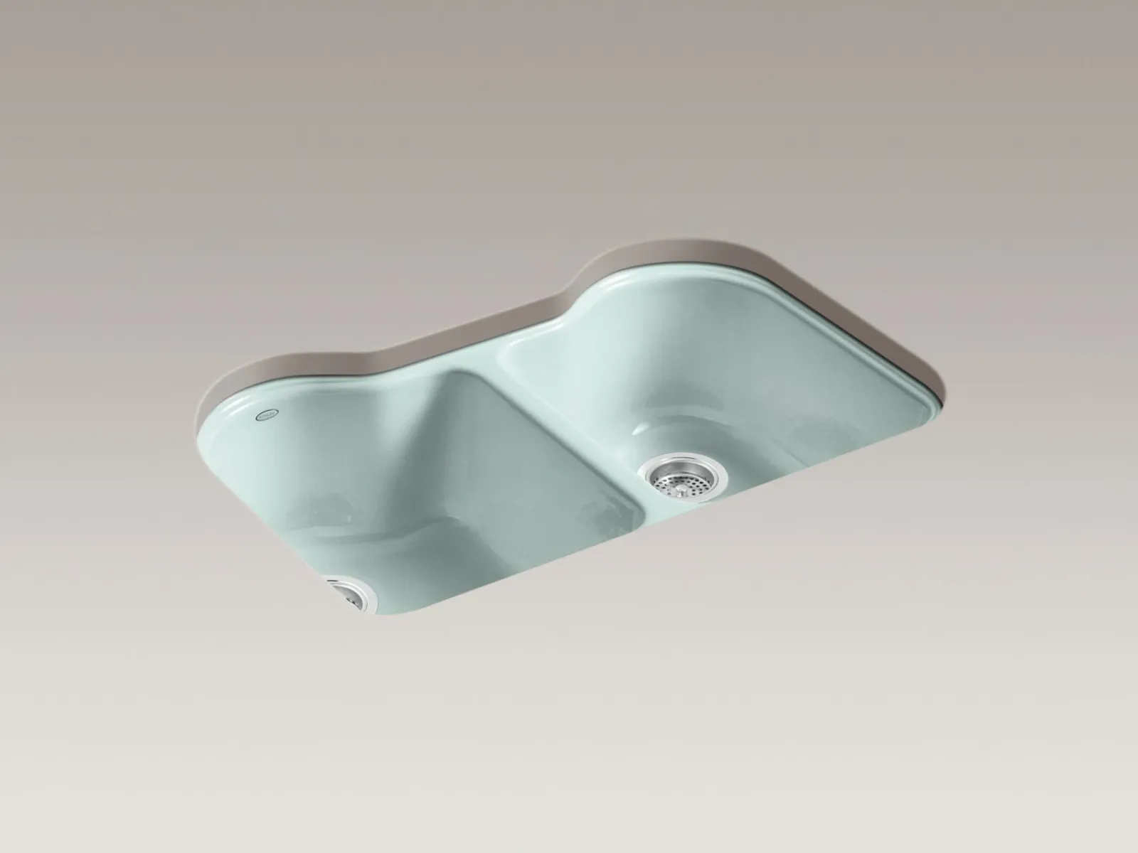 33" undermount double-bowl kitchen sink^Kohler Hot