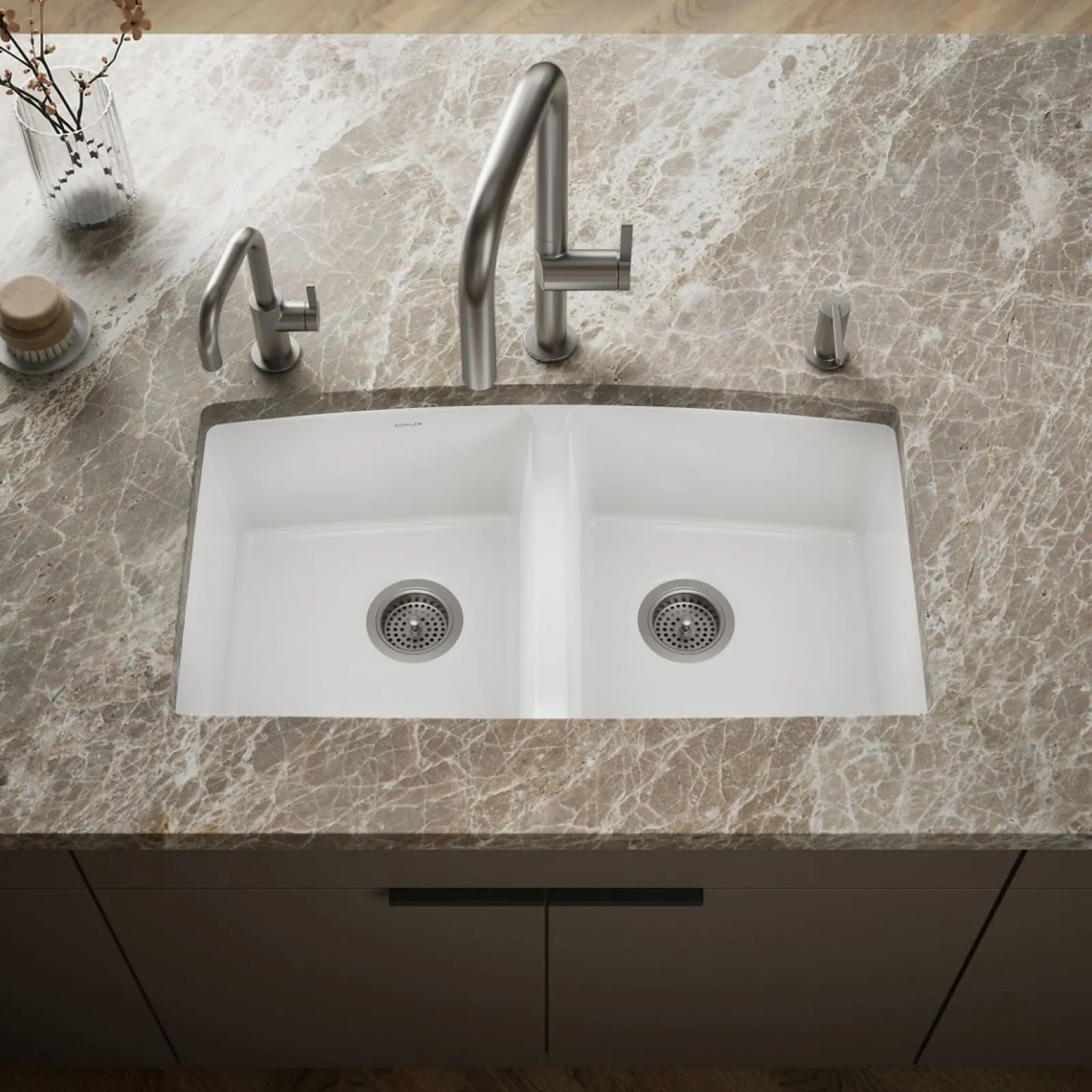 33" undermount double-bowl kitchen sink^Kohler Best