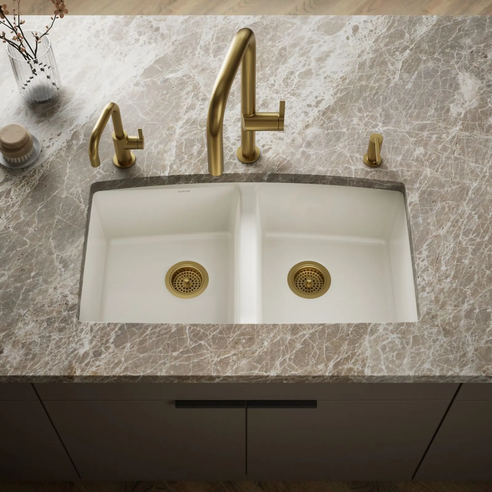 33" undermount double-bowl kitchen sink^Kohler Best