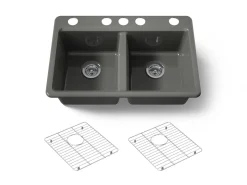 33" undermount double-bowl kitchen sink^Kohler Best