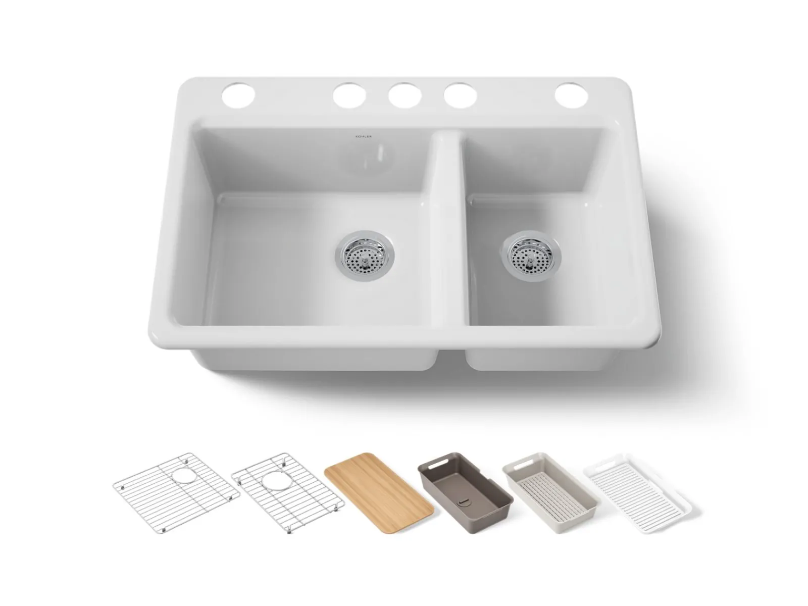 33" undermount double-bowl workstation kitchen sink^Kohler Online