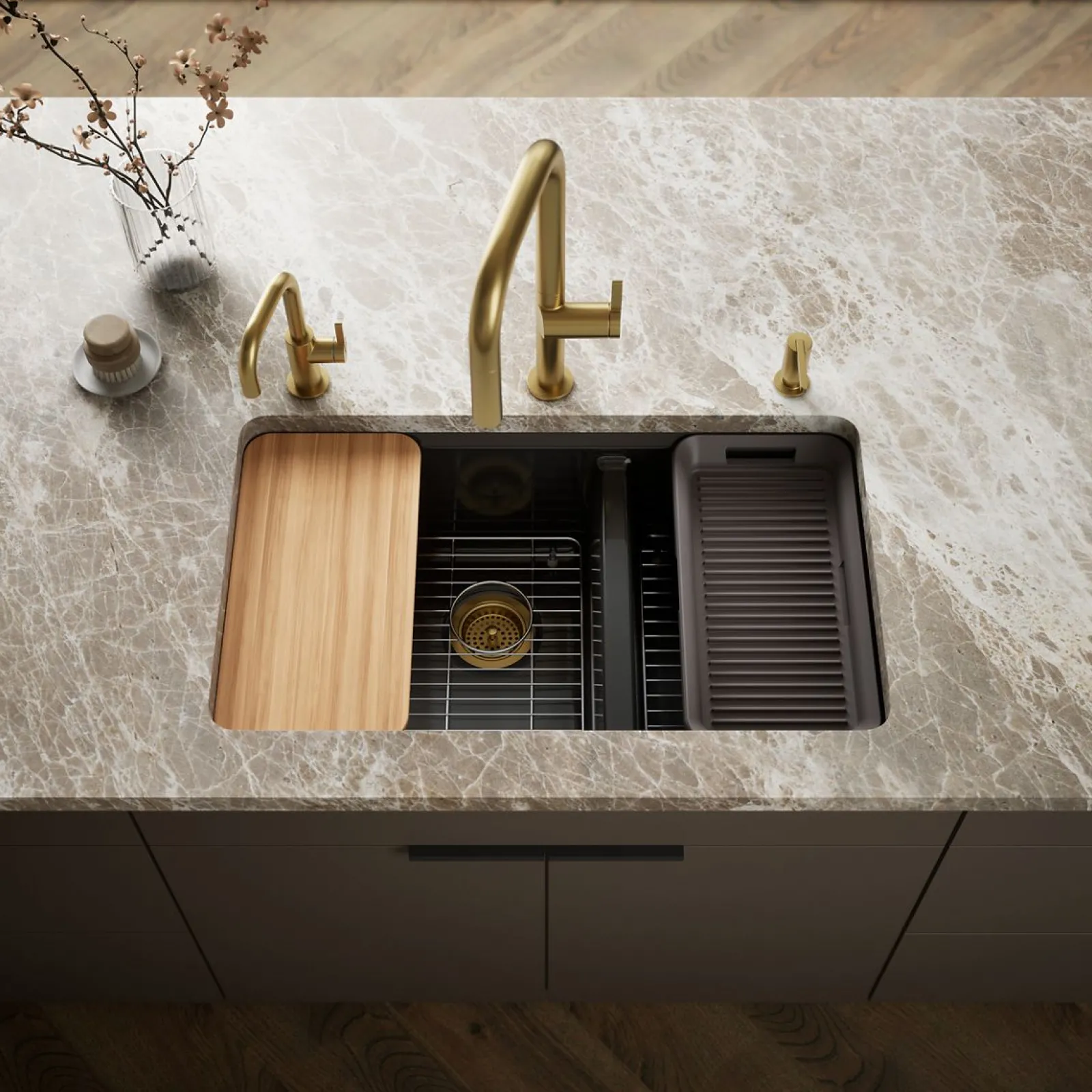 33" undermount double-bowl workstation kitchen sink^Kohler Online