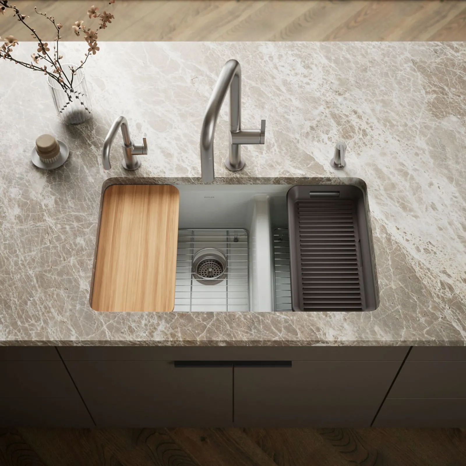 33" undermount double-bowl workstation kitchen sink^Kohler Online