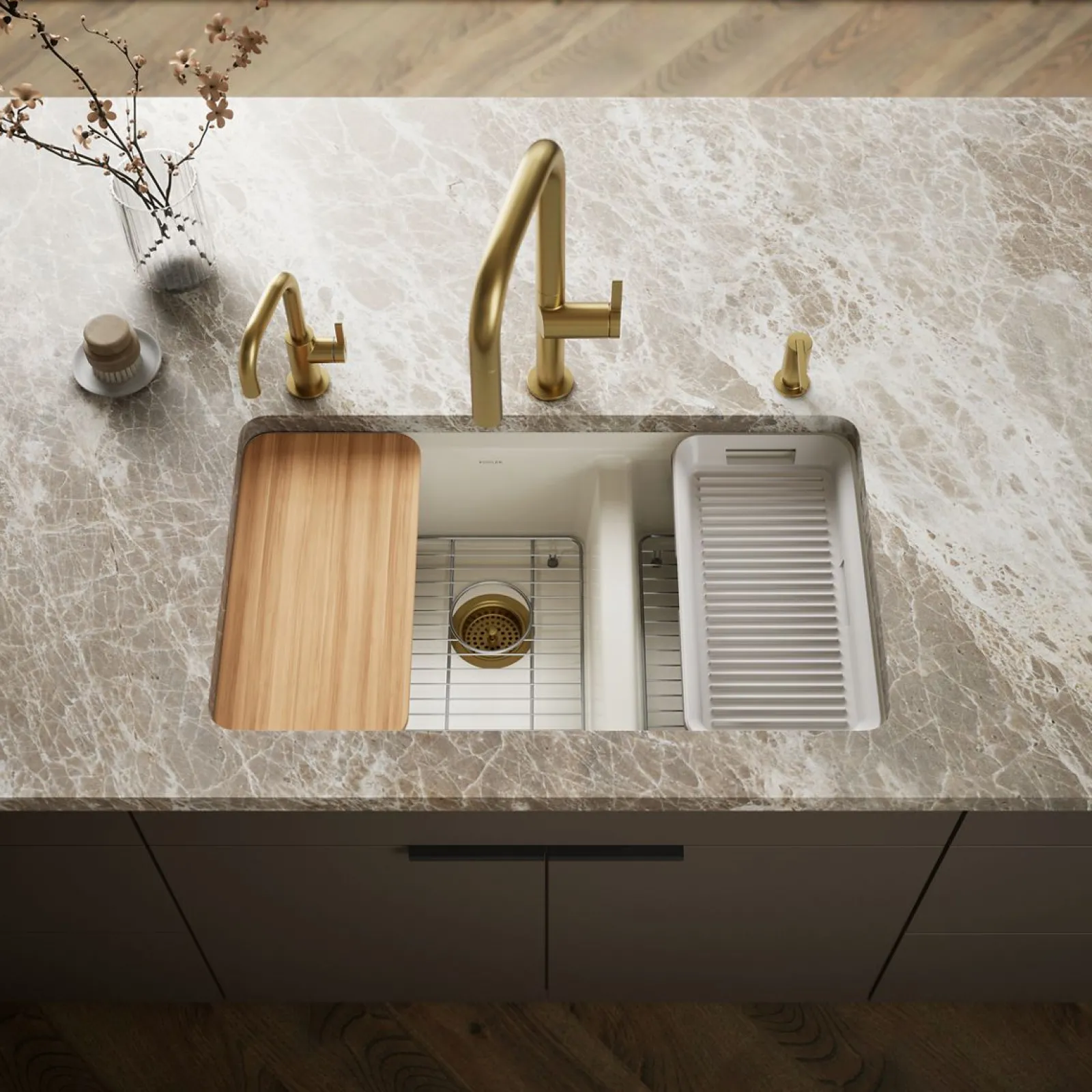 33" undermount double-bowl workstation kitchen sink^Kohler Online
