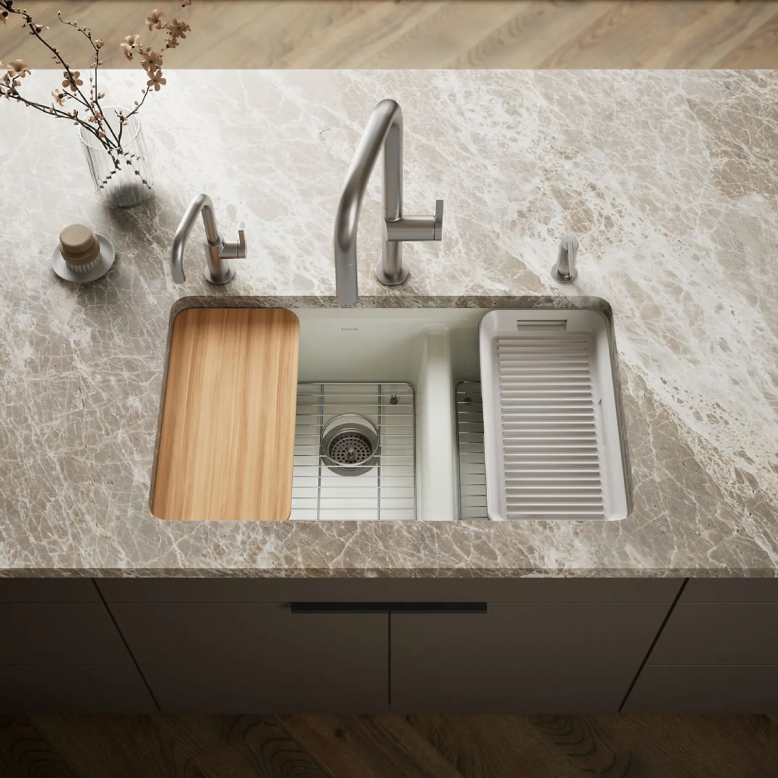 33" undermount double-bowl workstation kitchen sink^Kohler Online