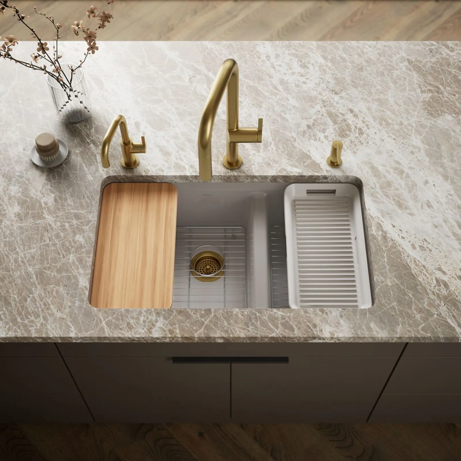 33" undermount double-bowl workstation kitchen sink^Kohler Online