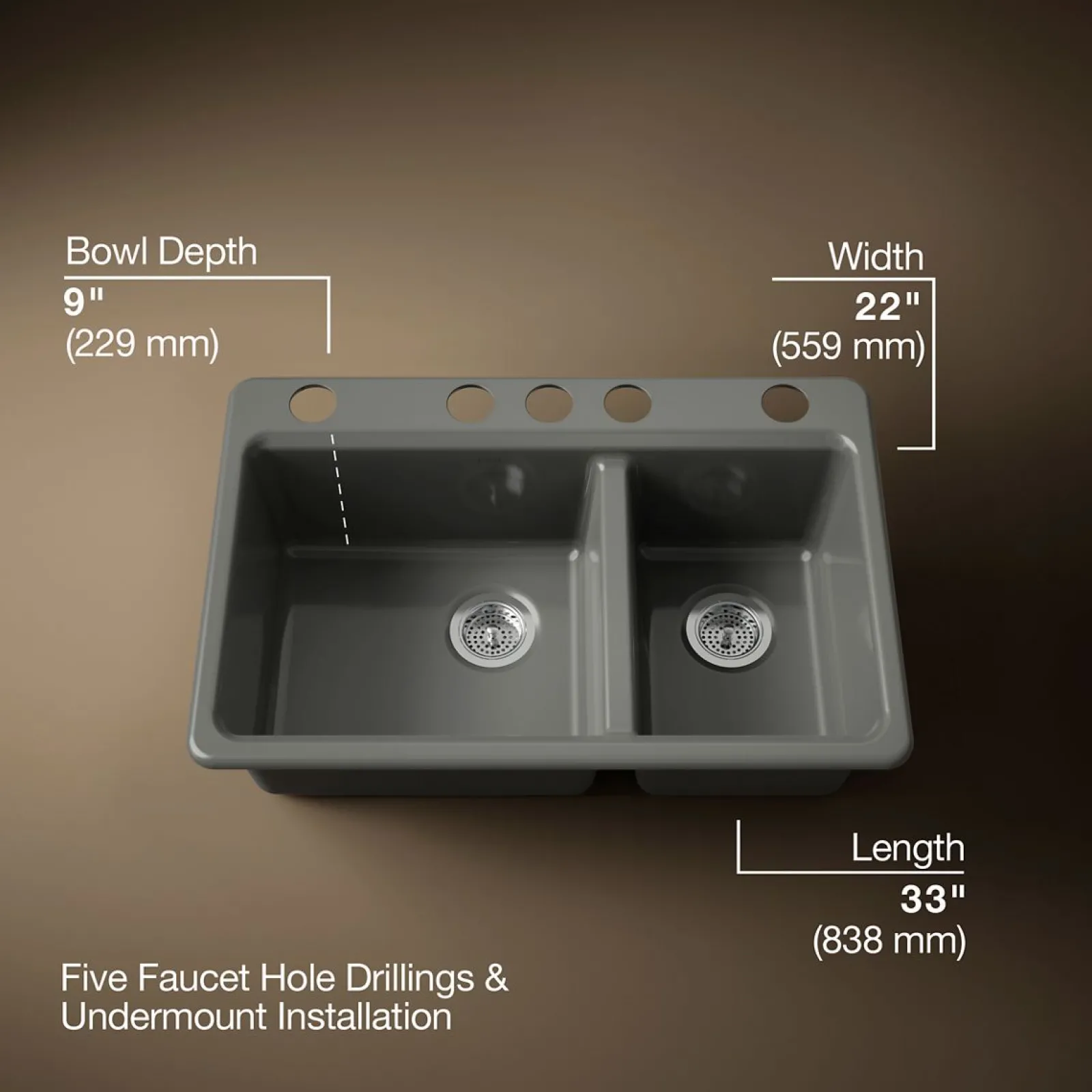 33" undermount double-bowl workstation kitchen sink^Kohler Online