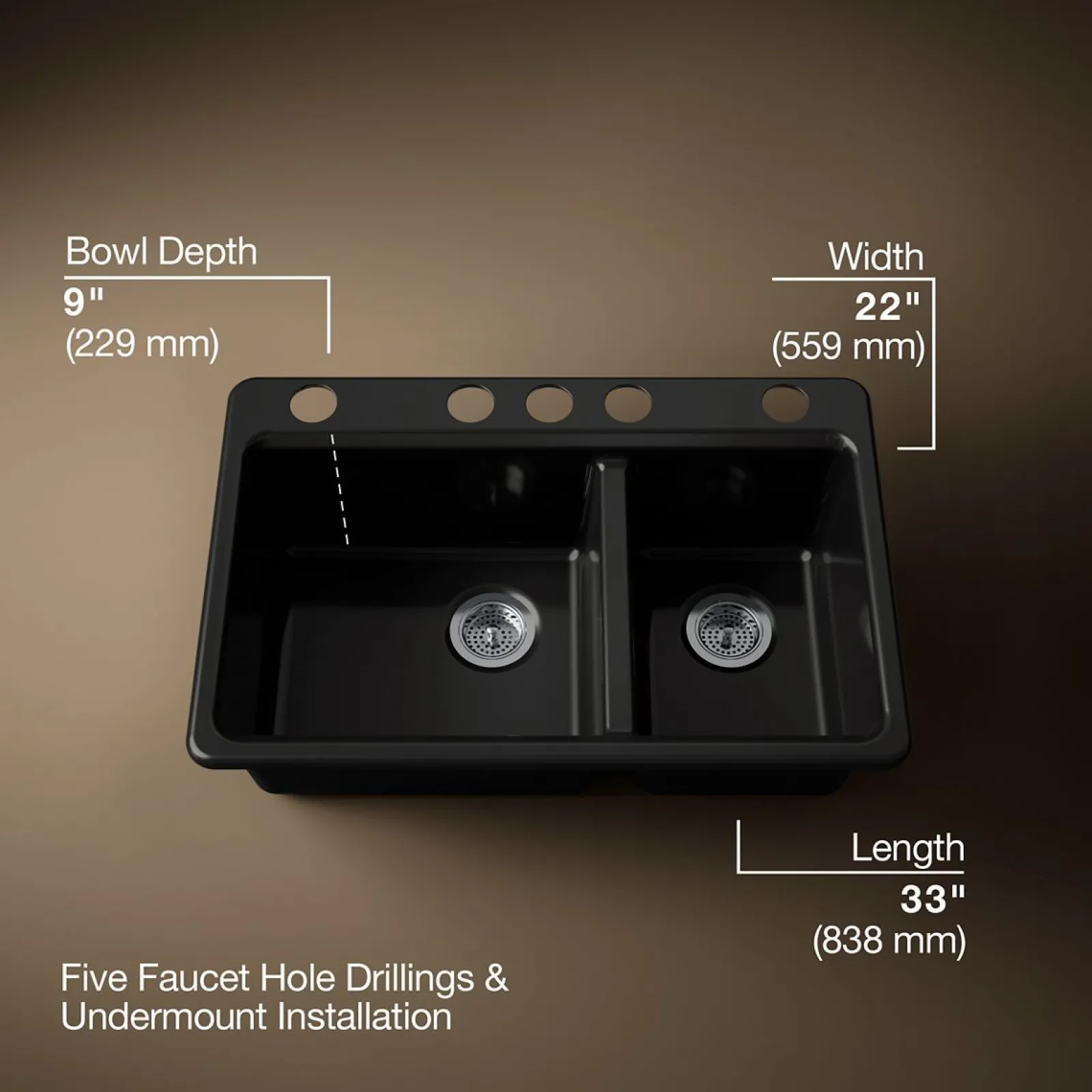 33" undermount double-bowl workstation kitchen sink^Kohler Online