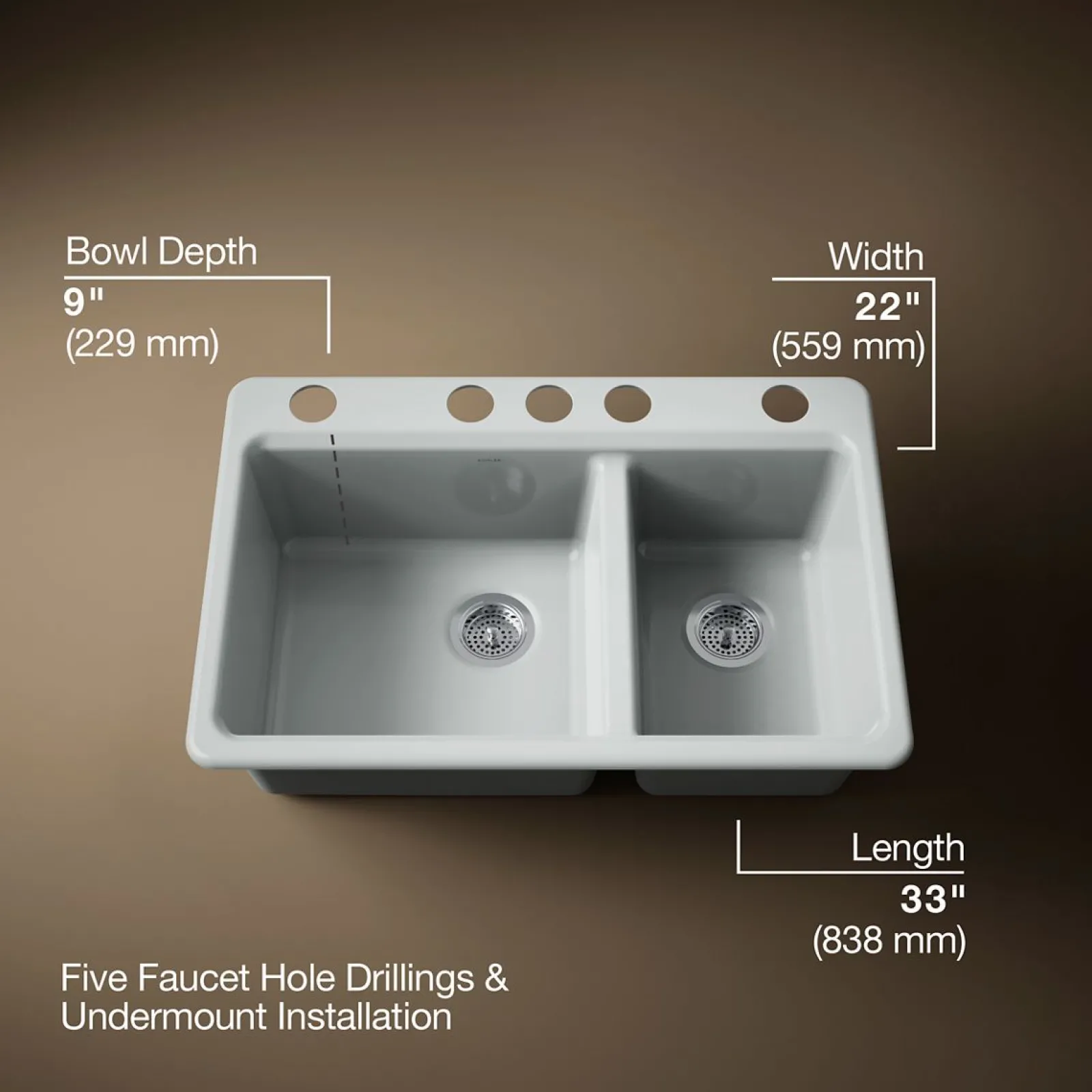 33" undermount double-bowl workstation kitchen sink^Kohler Online