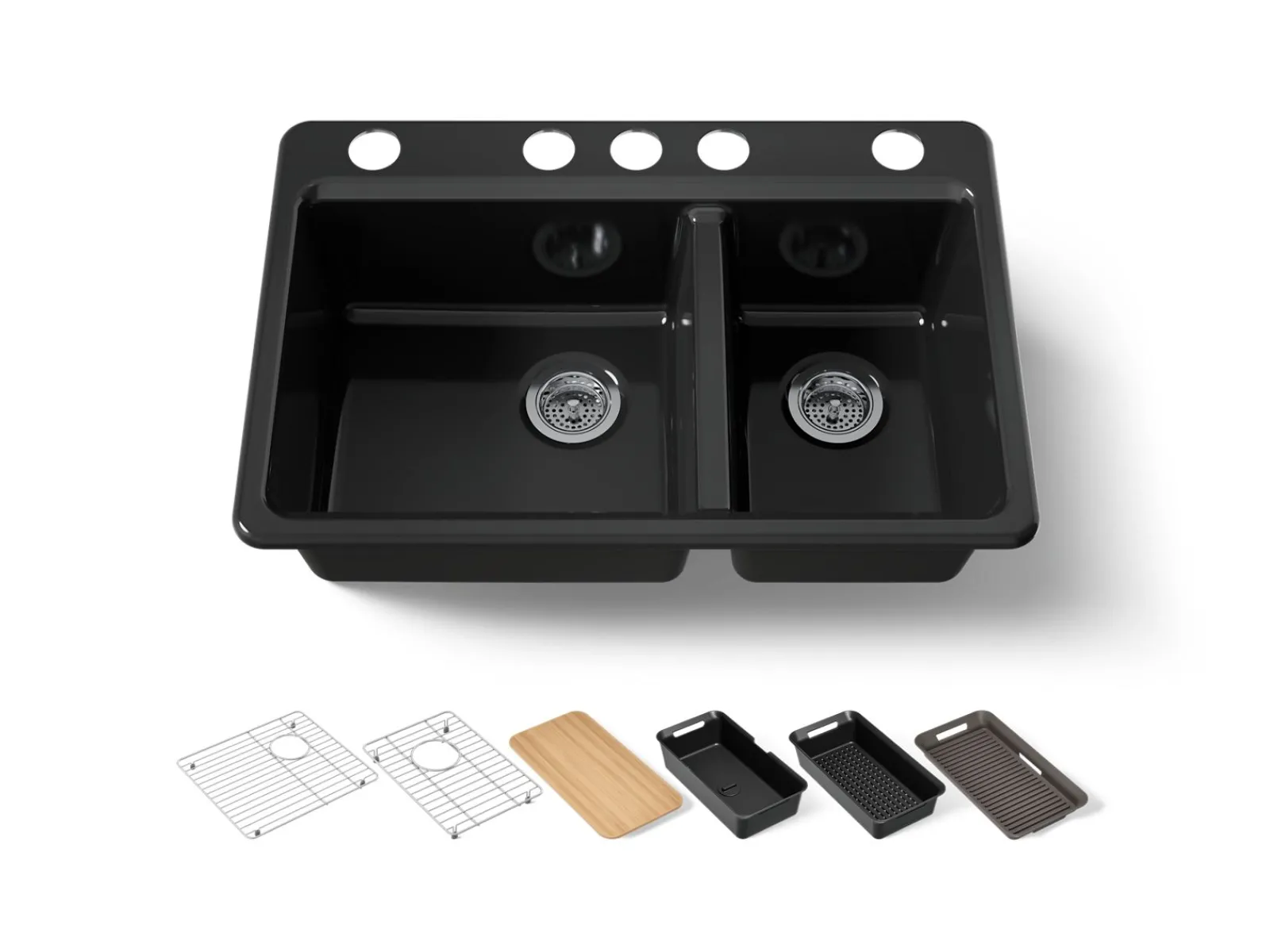 33" undermount double-bowl workstation kitchen sink^Kohler Online