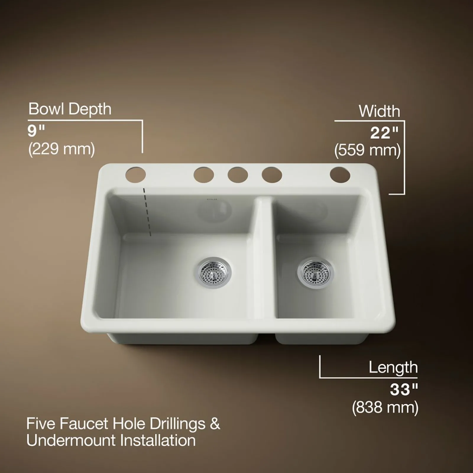 33" undermount double-bowl workstation kitchen sink^Kohler Online