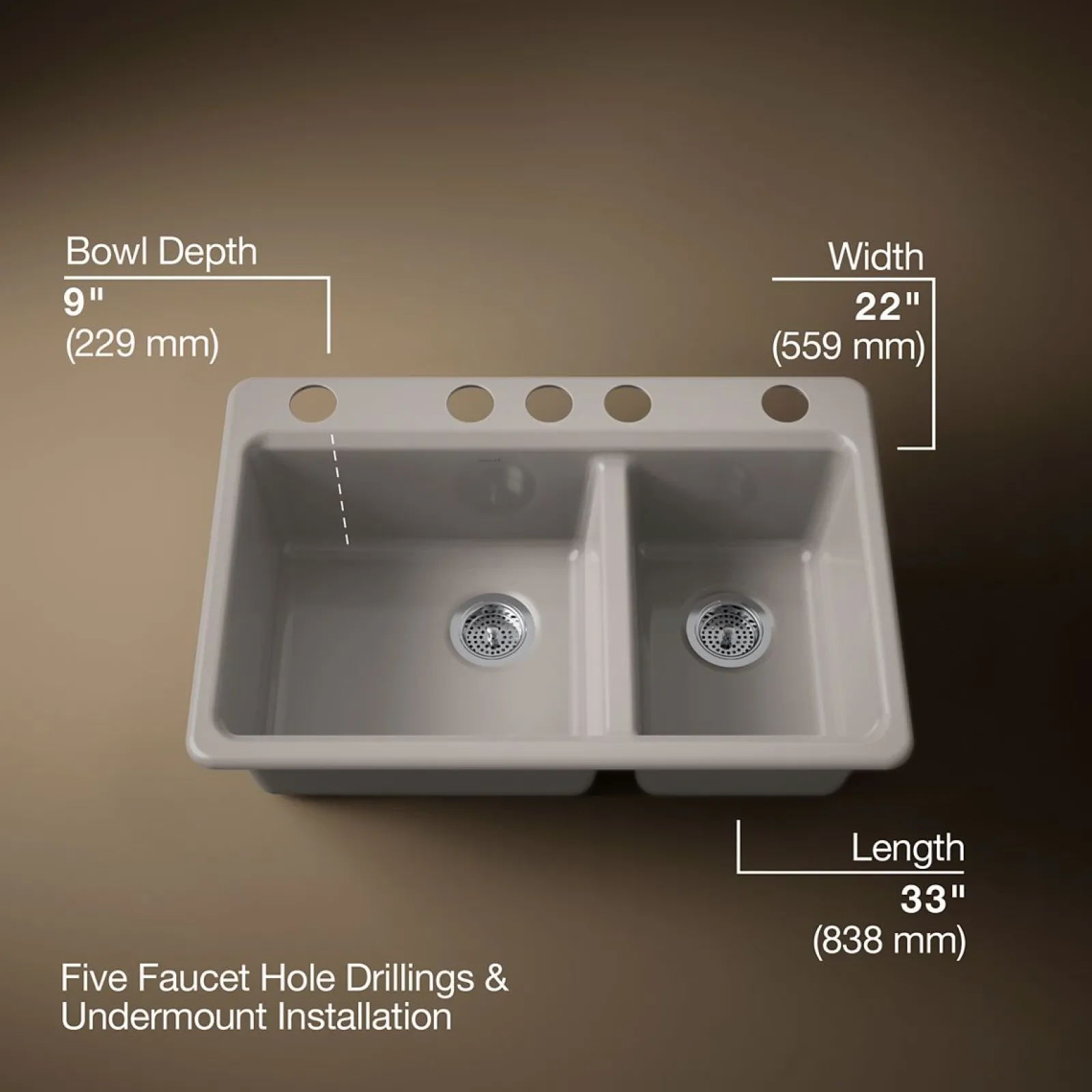 33" undermount double-bowl workstation kitchen sink^Kohler Online