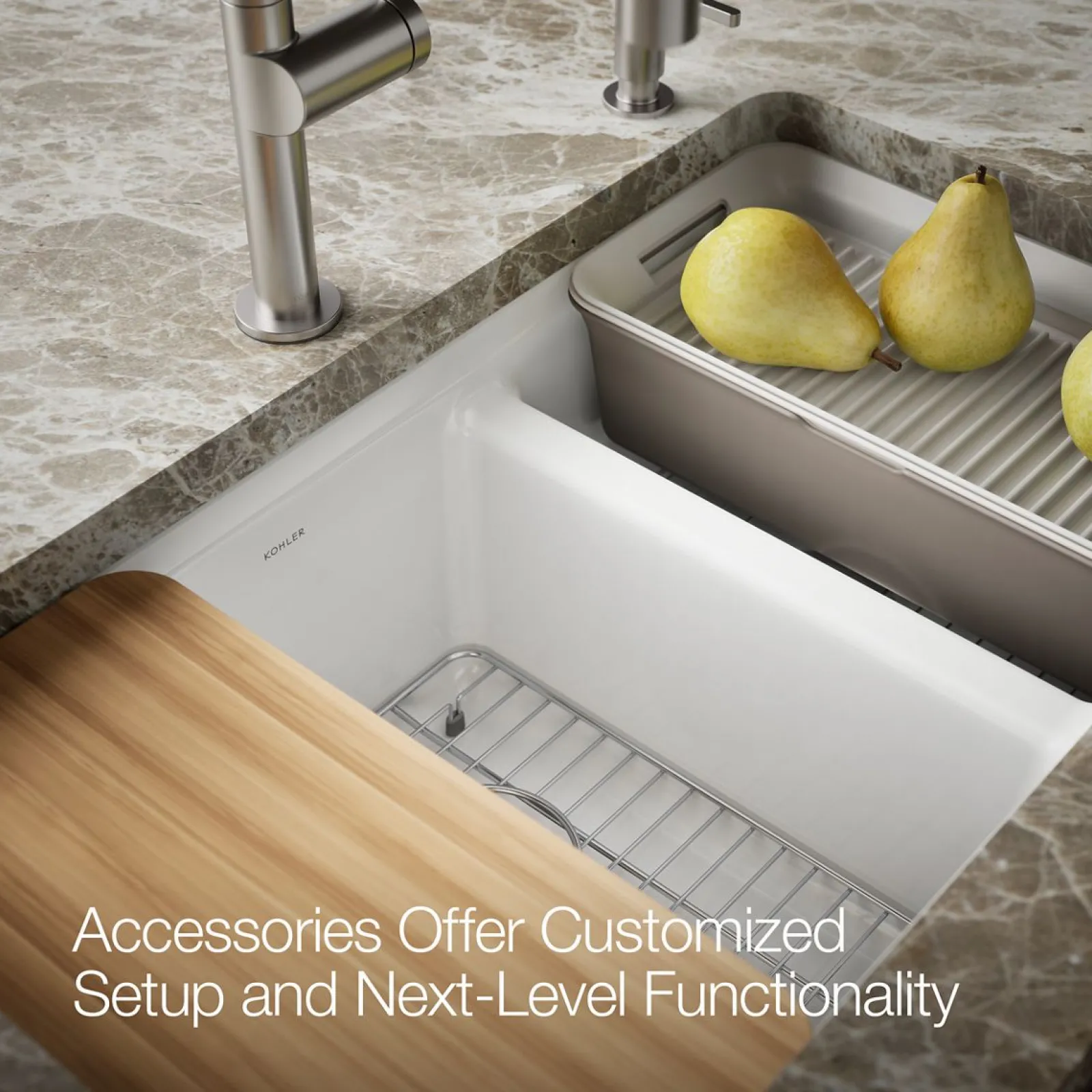 33" undermount double-bowl workstation kitchen sink^Kohler Online