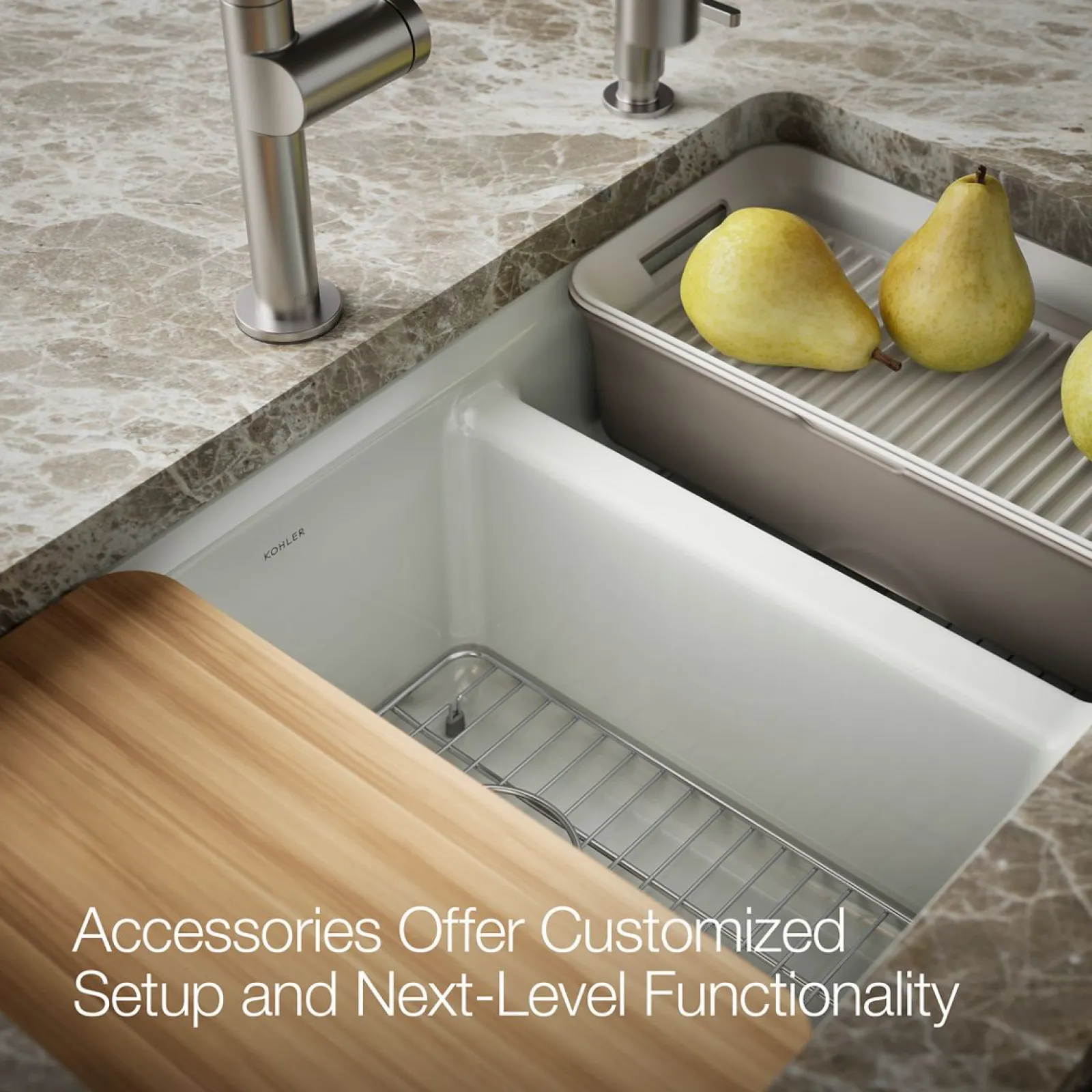 33" undermount double-bowl workstation kitchen sink^Kohler Online
