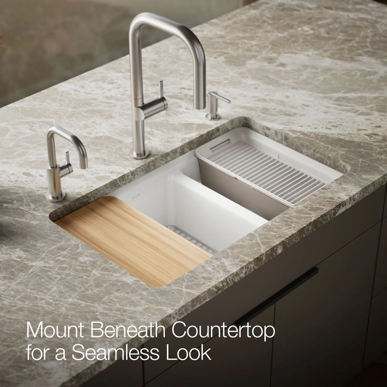 33" undermount double-bowl workstation kitchen sink^Kohler Online