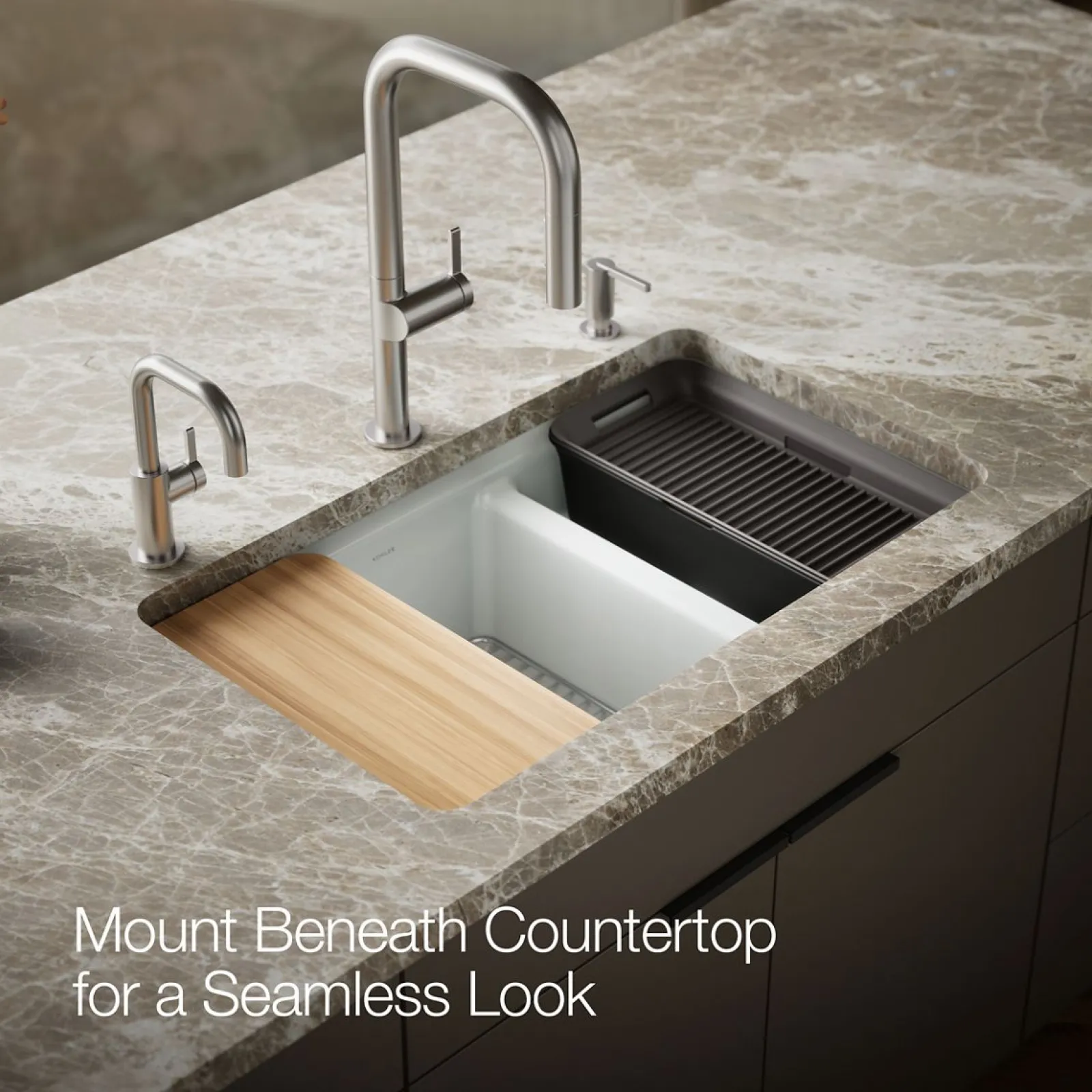 33" undermount double-bowl workstation kitchen sink^Kohler Online