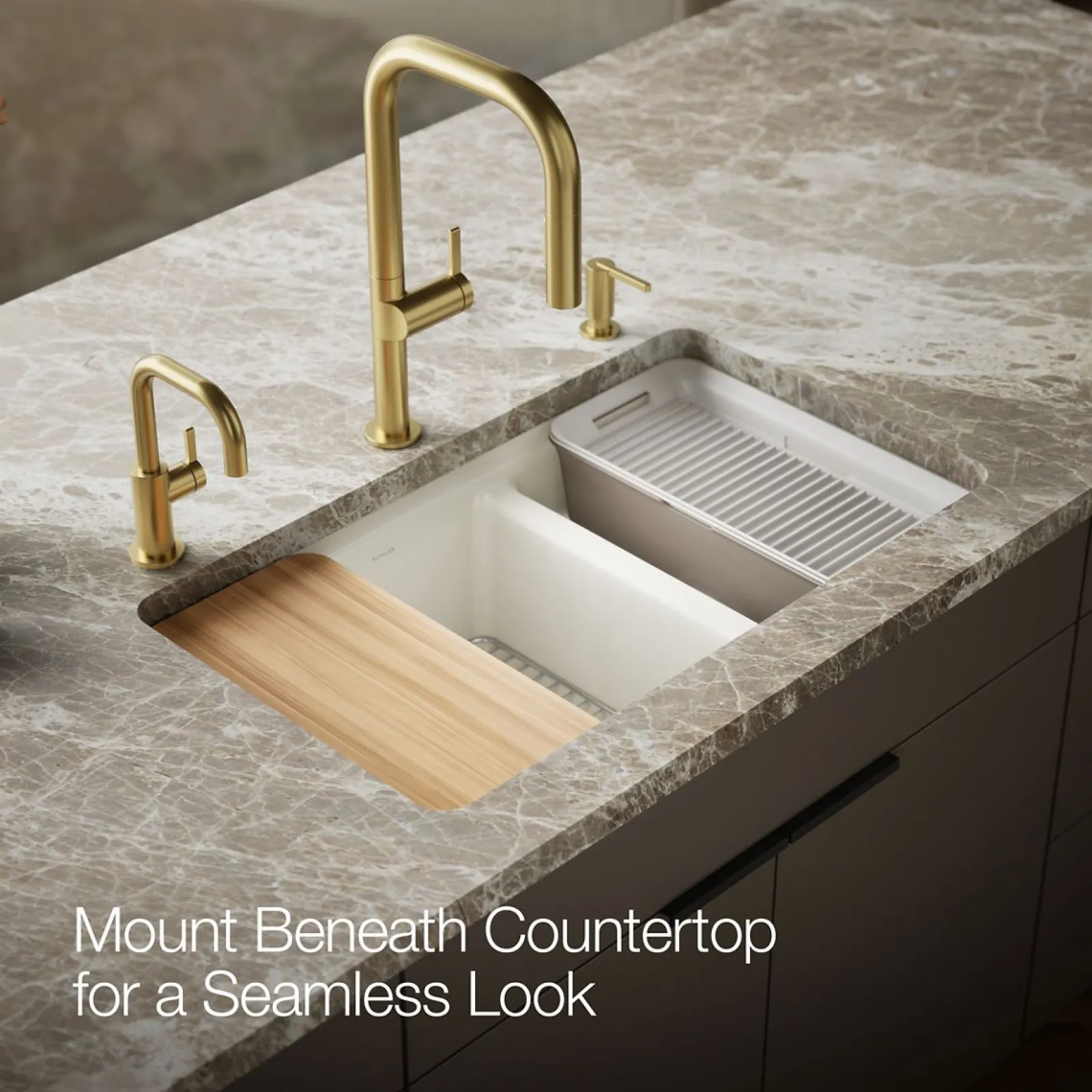 33" undermount double-bowl workstation kitchen sink^Kohler Online