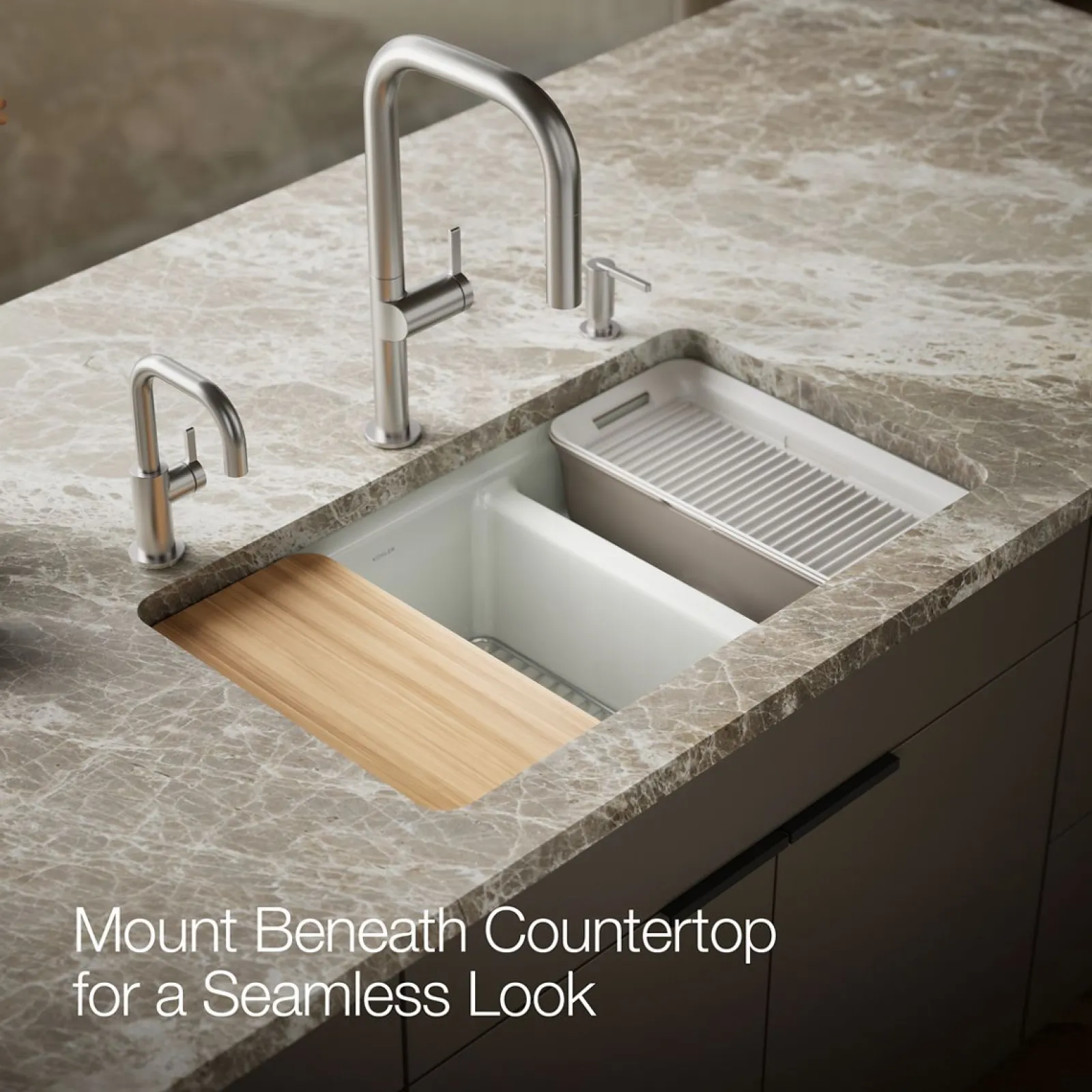 33" undermount double-bowl workstation kitchen sink^Kohler Online