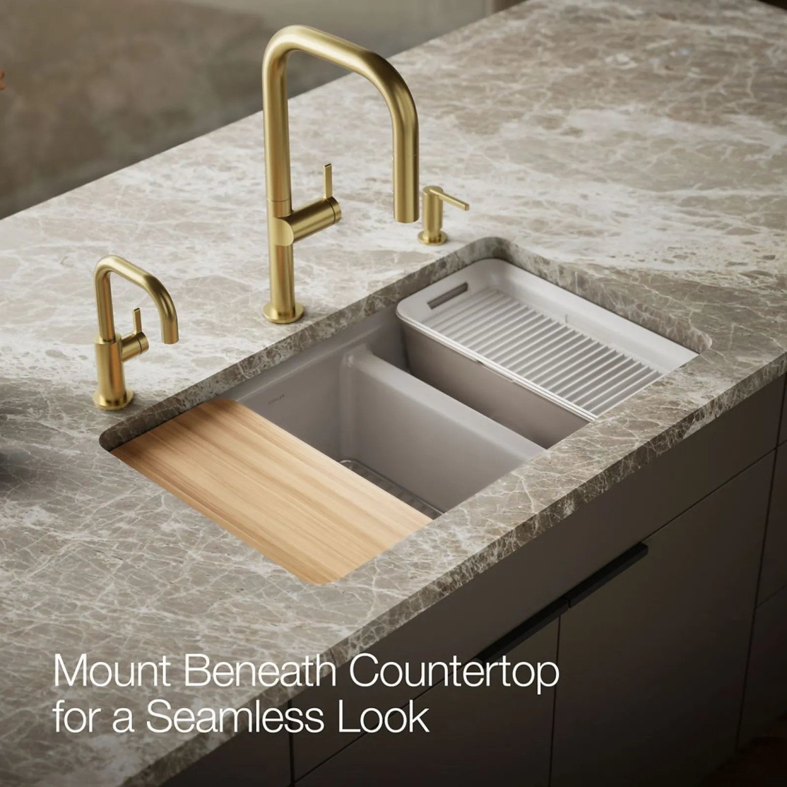 33" undermount double-bowl workstation kitchen sink^Kohler Online