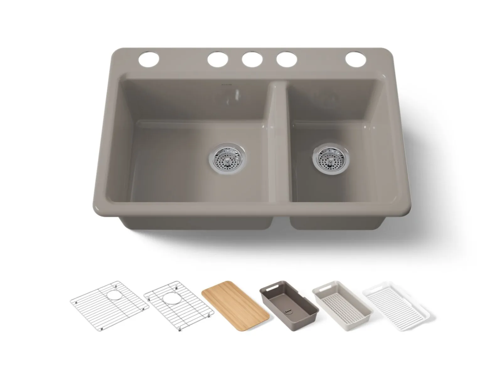 33" undermount double-bowl workstation kitchen sink^Kohler Online