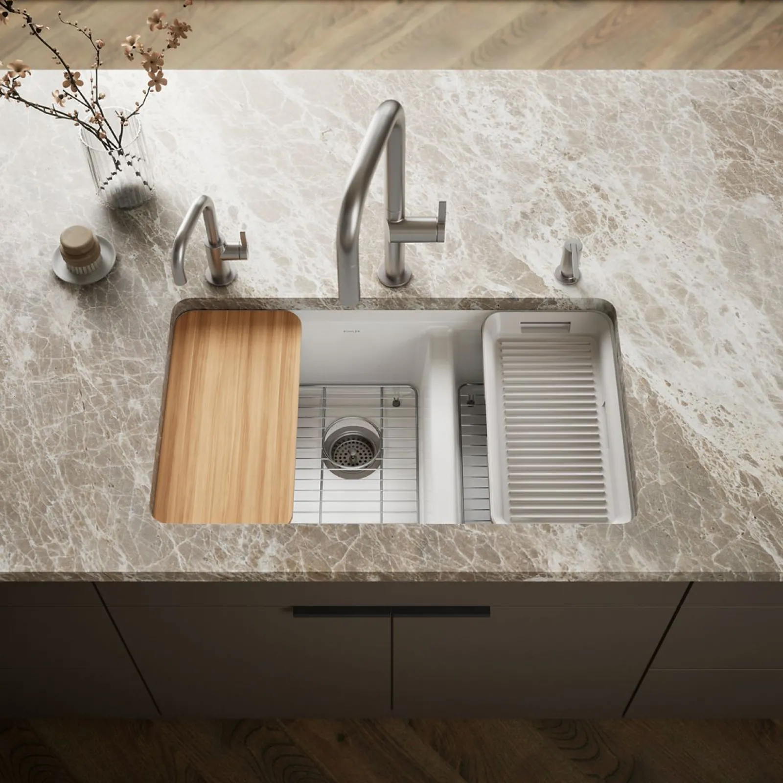 33" undermount double-bowl workstation kitchen sink^Kohler Online
