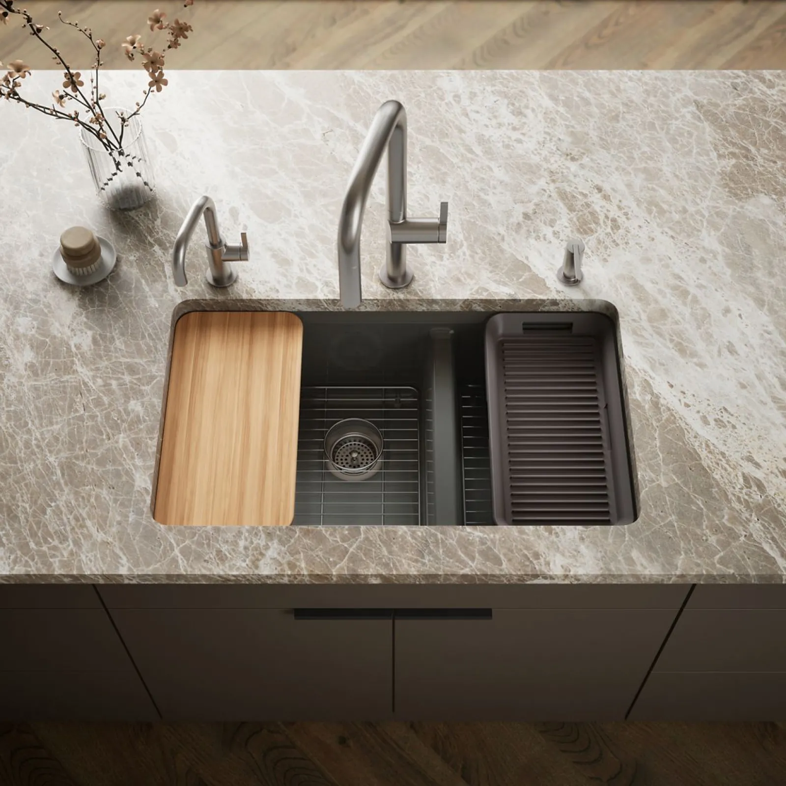 33" undermount double-bowl workstation kitchen sink^Kohler Online