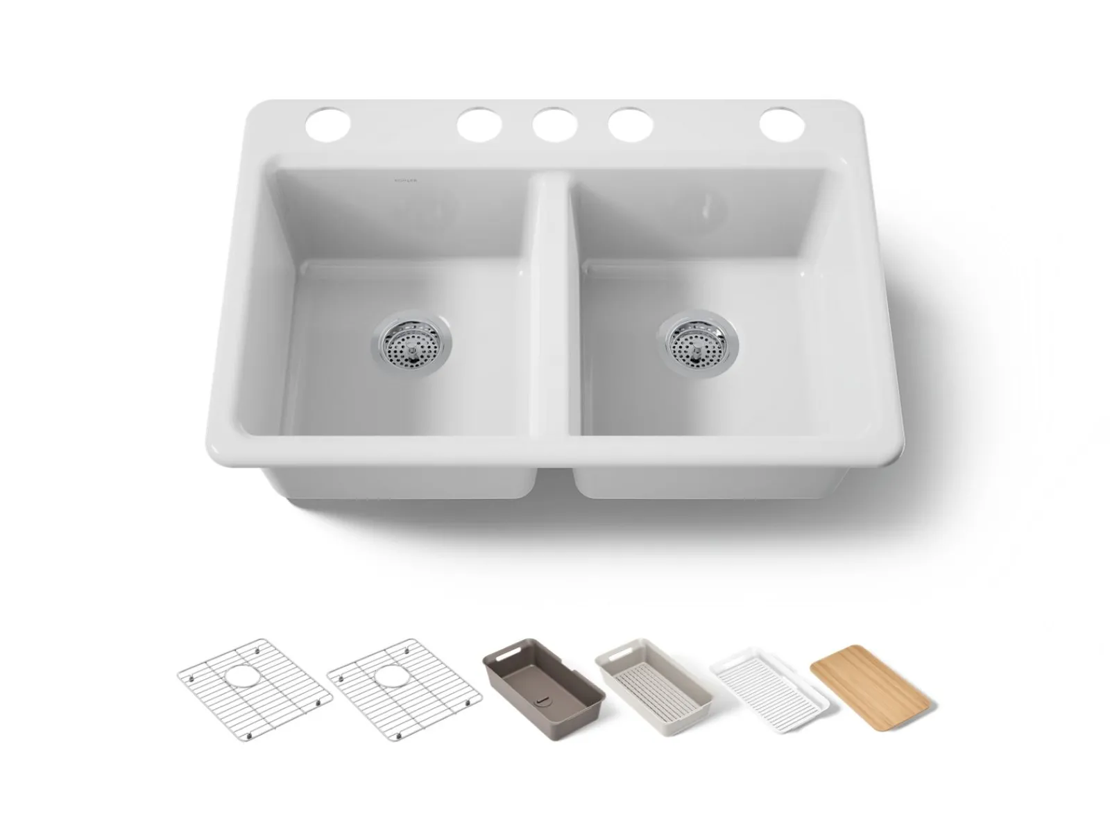 33" undermount double-bowl workstation kitchen sink^Kohler New