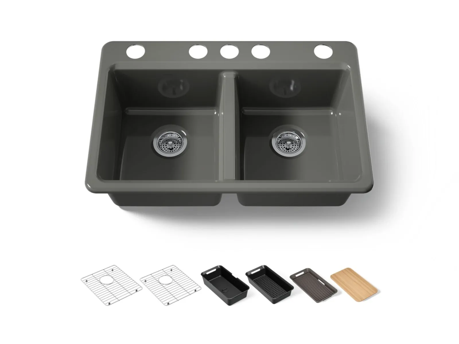 33" undermount double-bowl workstation kitchen sink^Kohler New