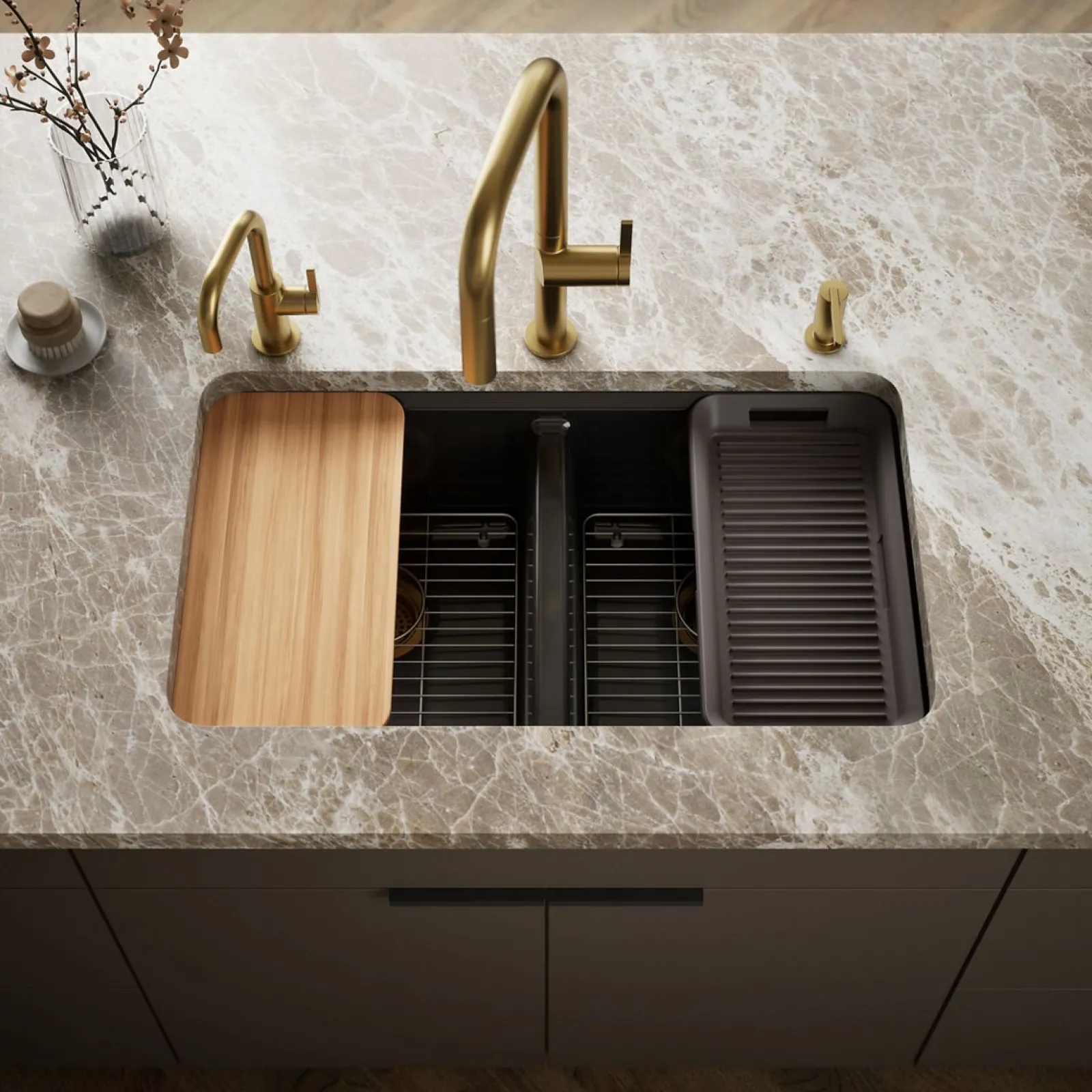 33" undermount double-bowl workstation kitchen sink^Kohler New