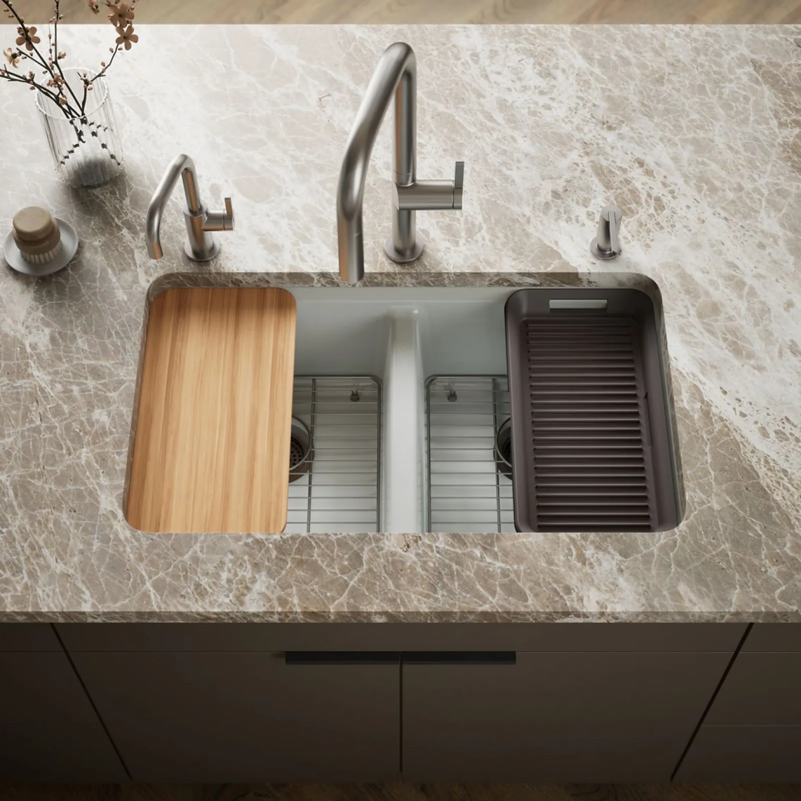 33" undermount double-bowl workstation kitchen sink^Kohler New