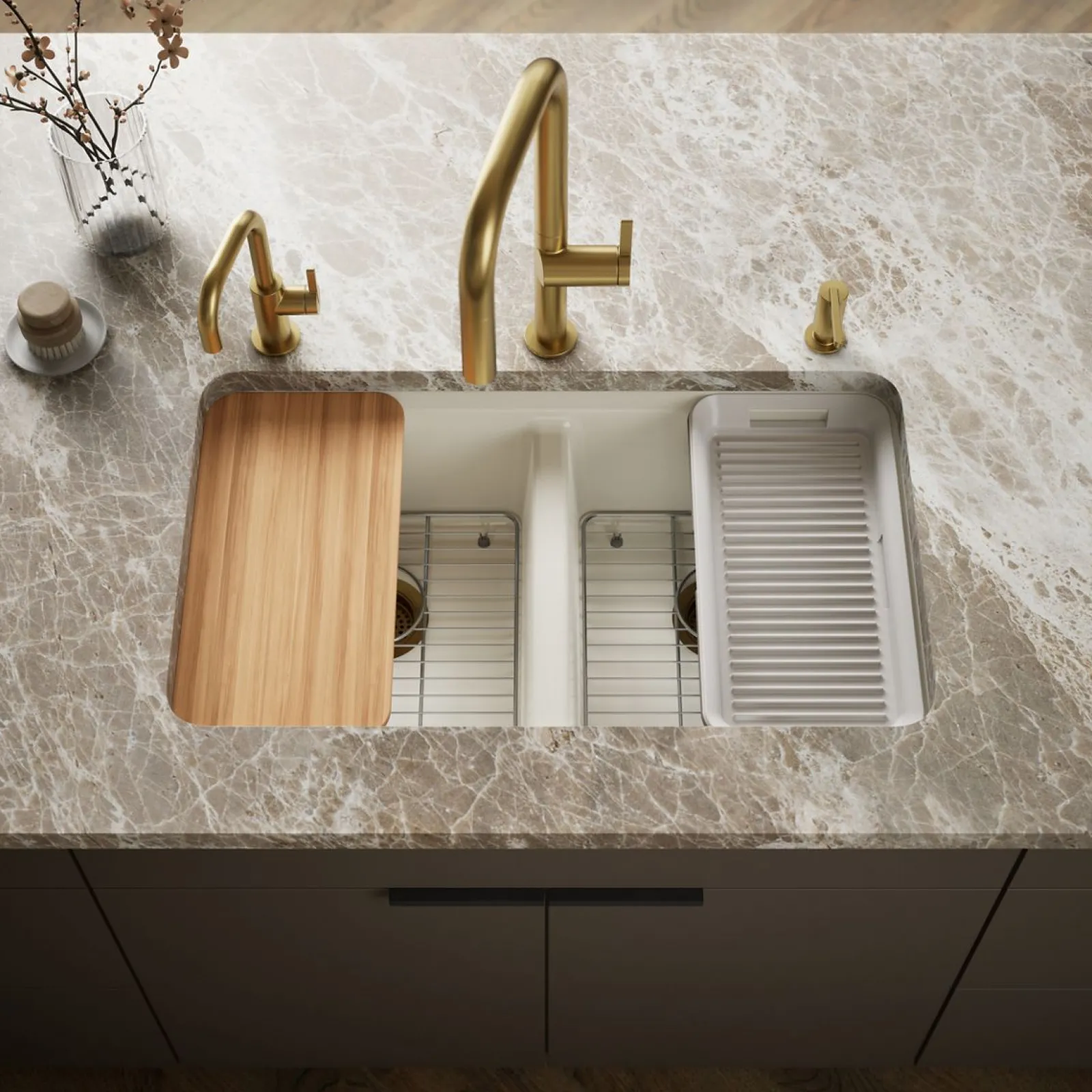 33" undermount double-bowl workstation kitchen sink^Kohler New