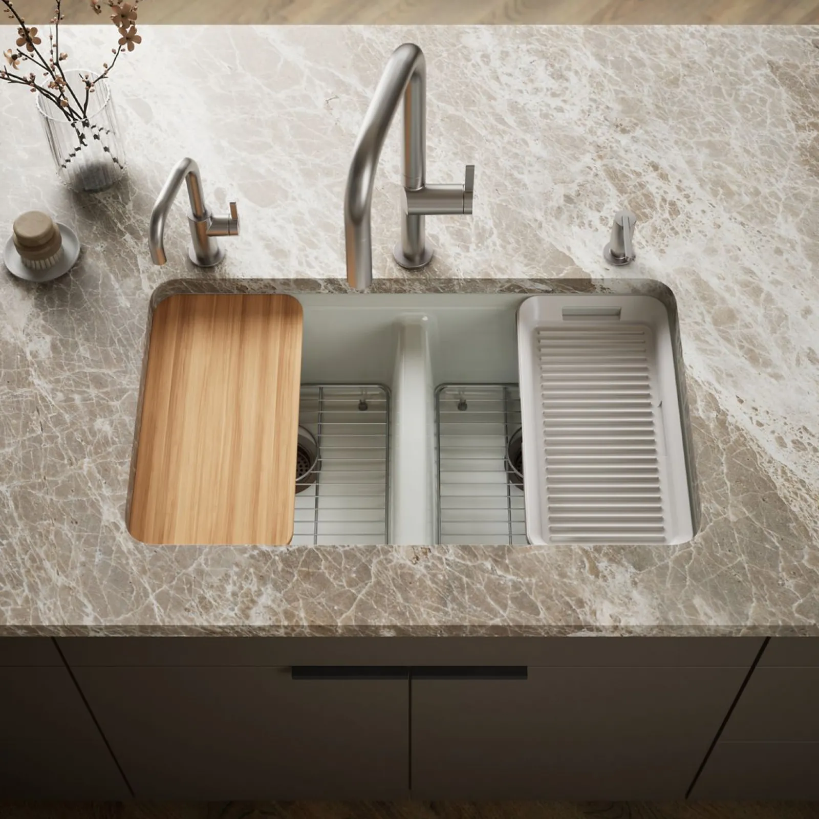 33" undermount double-bowl workstation kitchen sink^Kohler New