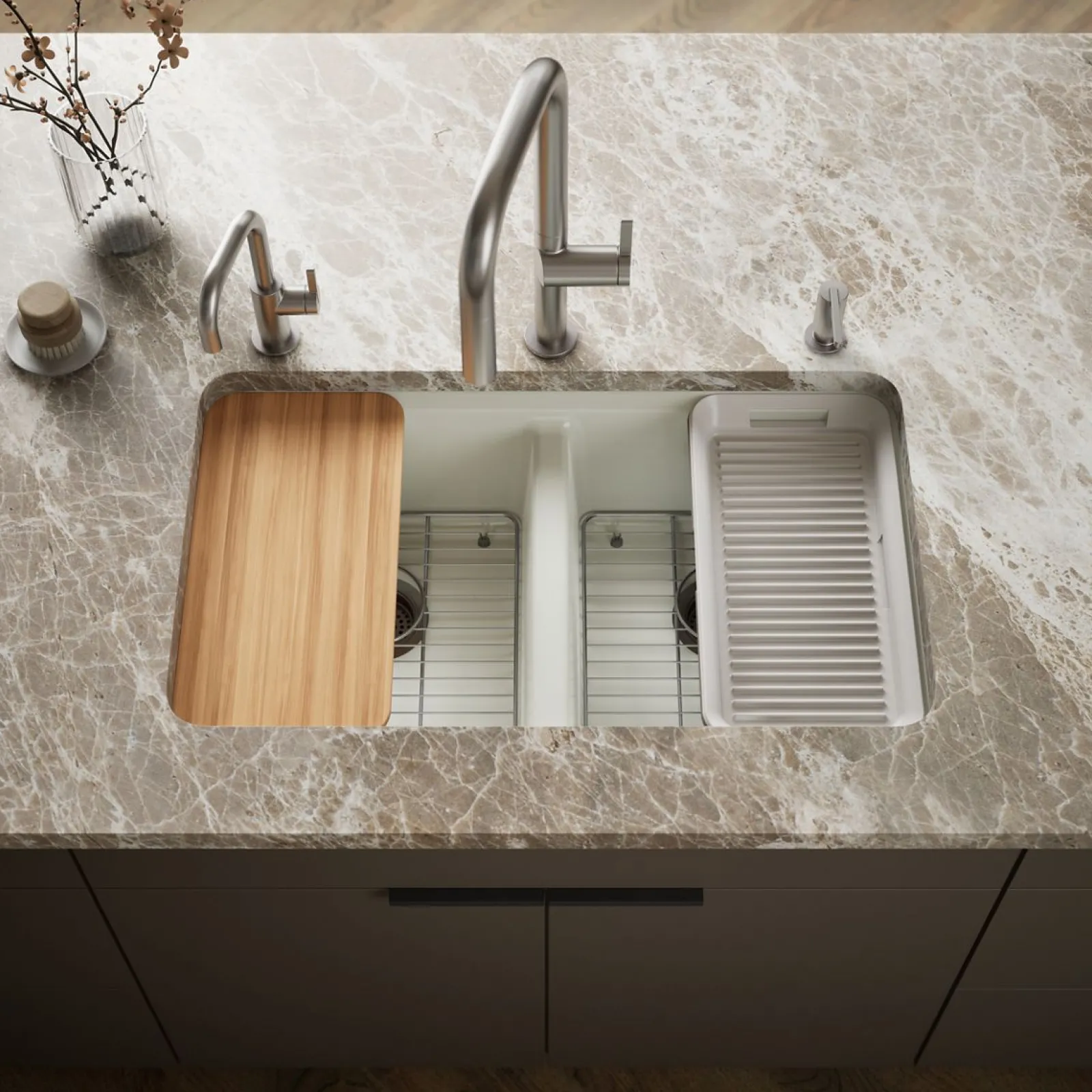 33" undermount double-bowl workstation kitchen sink^Kohler New