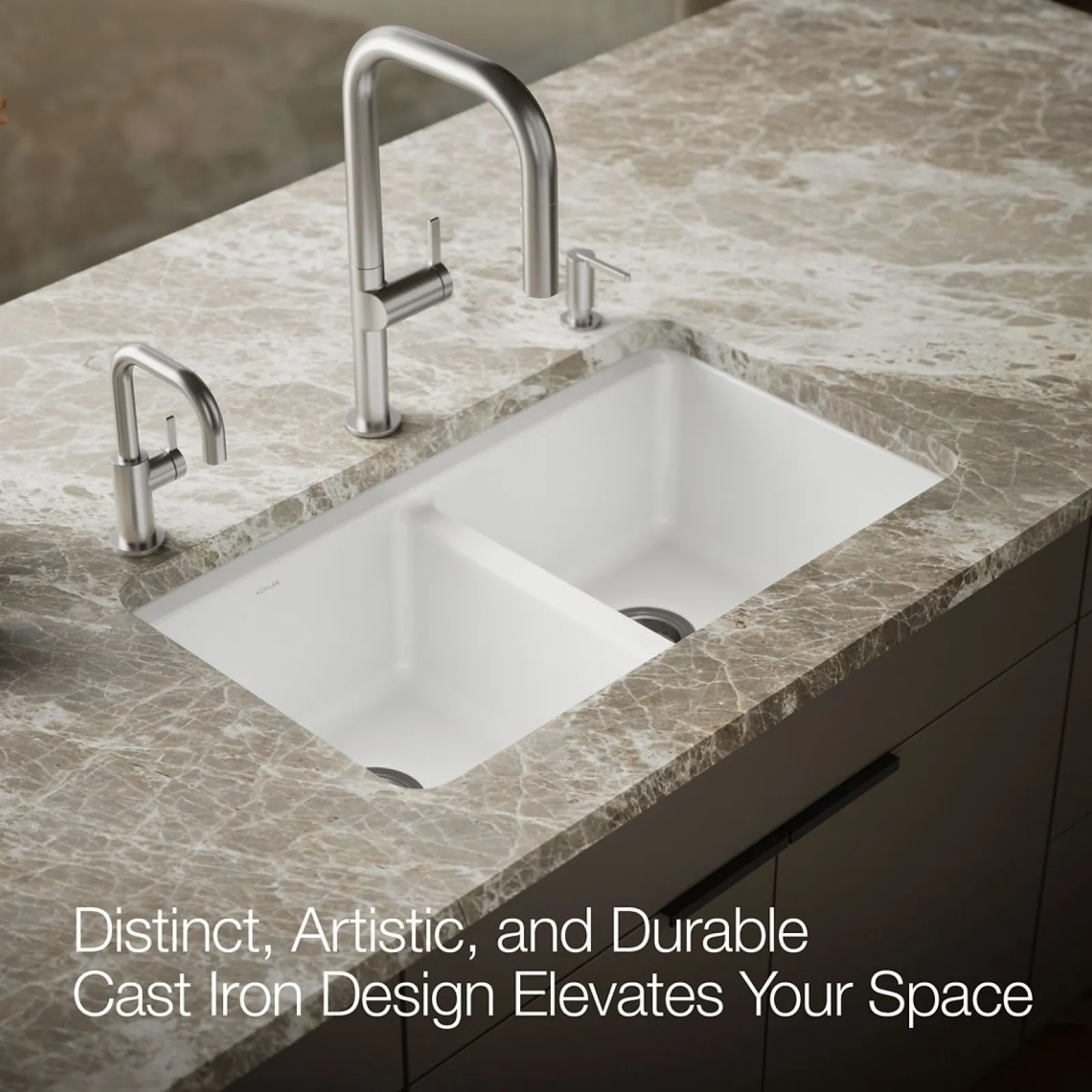 33" undermount double-bowl workstation kitchen sink^Kohler New