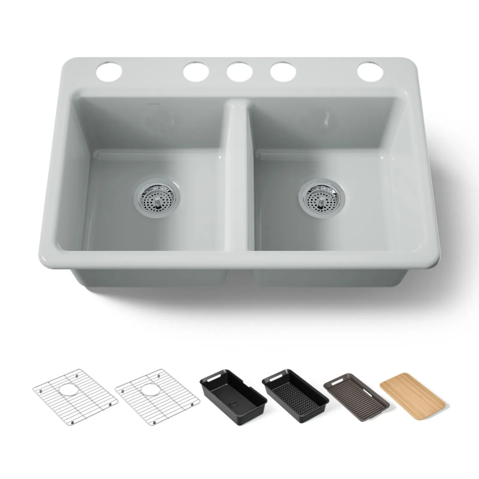 33" undermount double-bowl workstation kitchen sink^Kohler New