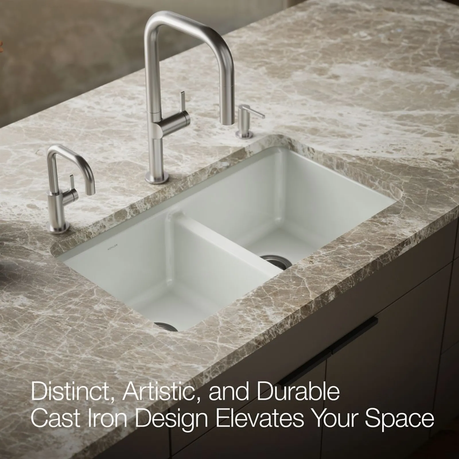 33" undermount double-bowl workstation kitchen sink^Kohler New