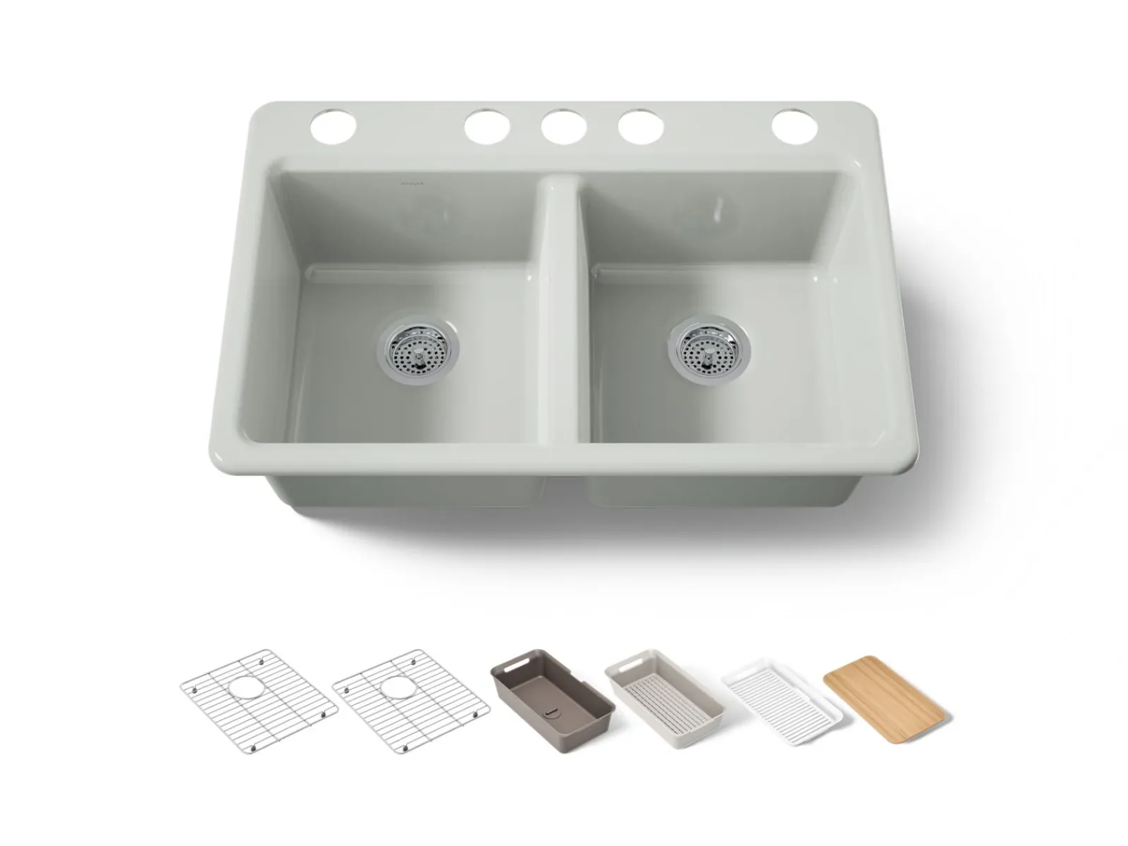 33" undermount double-bowl workstation kitchen sink^Kohler New