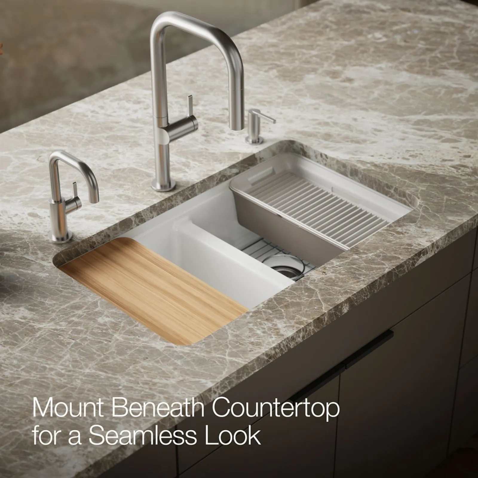 33" undermount double-bowl workstation kitchen sink^Kohler New