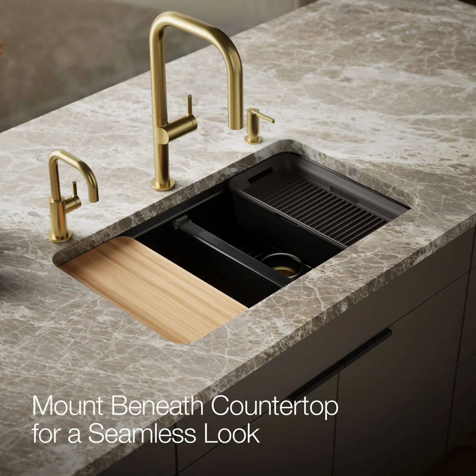 33" undermount double-bowl workstation kitchen sink^Kohler New