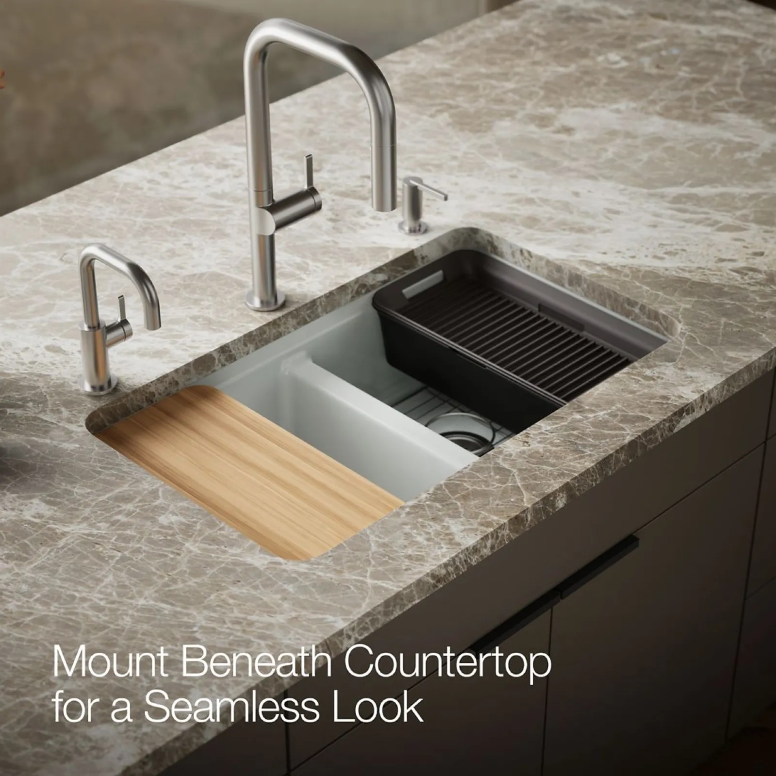 33" undermount double-bowl workstation kitchen sink^Kohler New